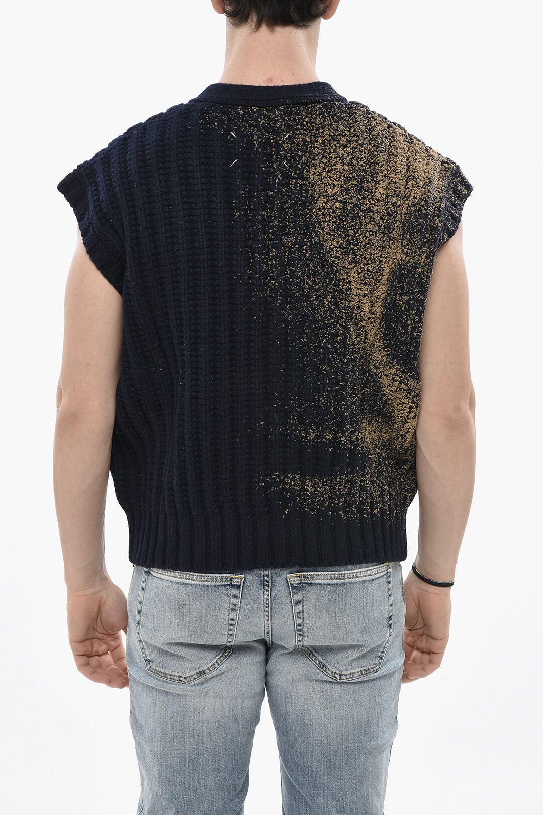 Maison Margiela MM0 Sleeveless Wool Cardigan With Coated Details Size US XS / EU 42 / 0 - 2 Thumbnail