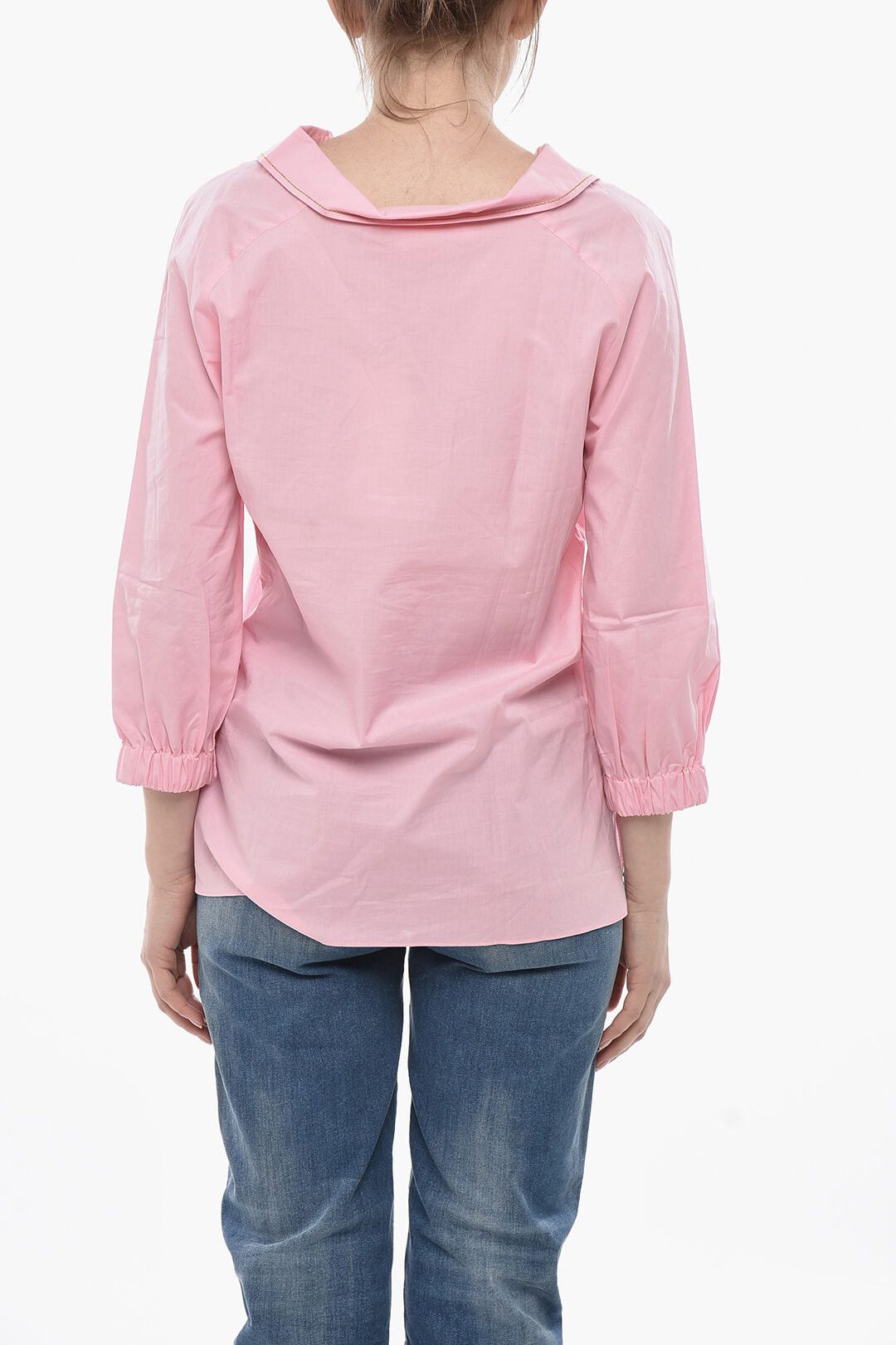 Marni Poplin Blouse With V-Neck And Embroidered Logo Size XS / US 0-2 / IT 36-38 - 2 Thumbnail