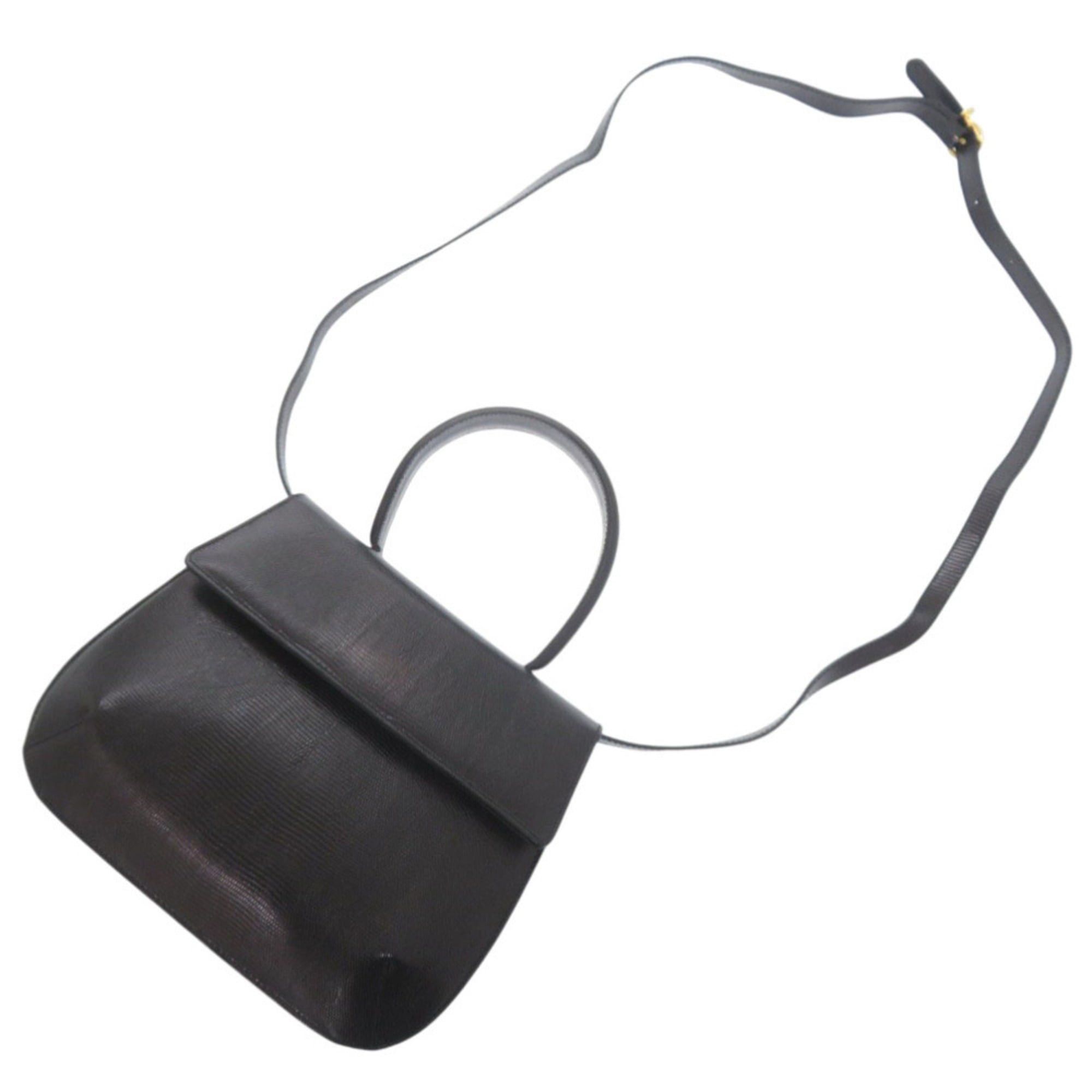 Salvatore Ferragamo Salvatore Ferragamo 2-Way Handbag AQ-216191 Embossed Leather Black 0814Salvatore Size ONE SIZE - 9 Thumbnail