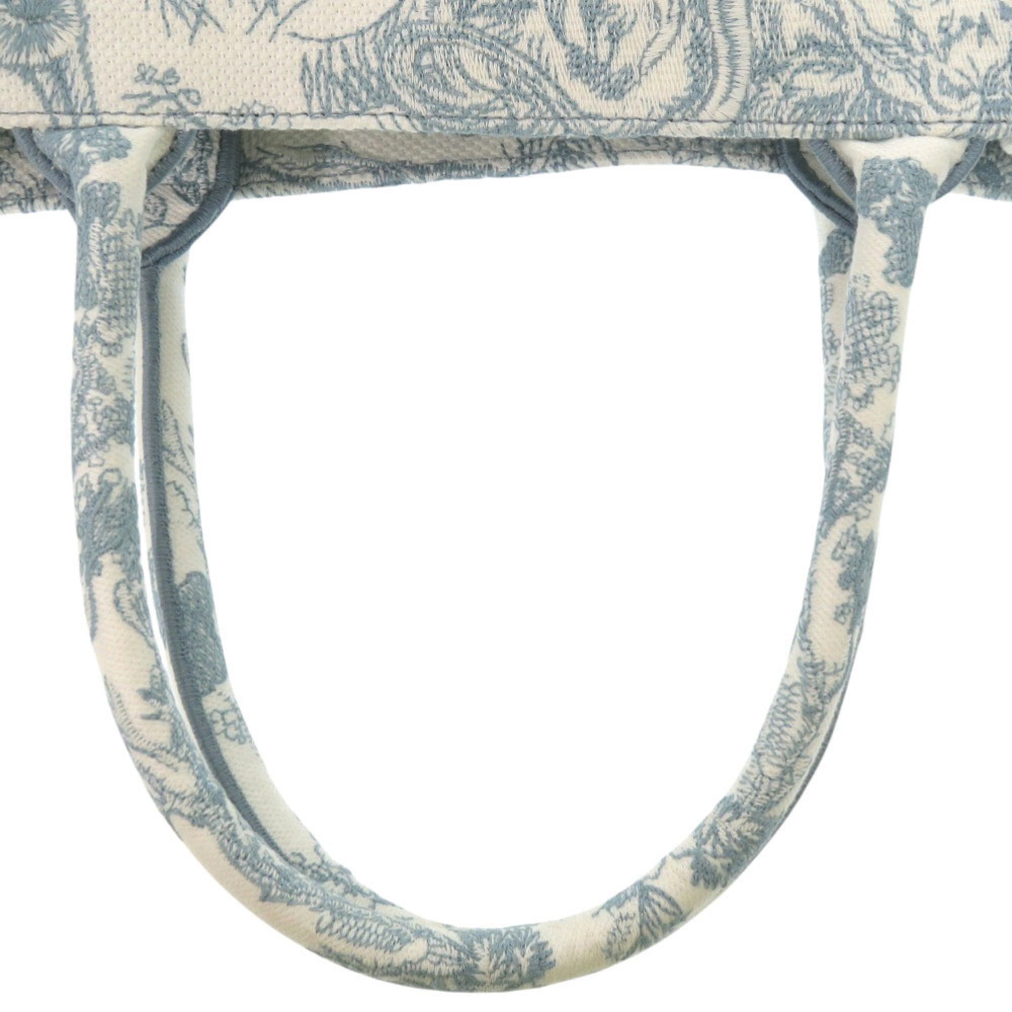 Dior Christian Dior Unused Dior Book Tote Bag, Medium, Toile de Jouy Embroidery, 50MA0225, Cotton, Light Blue, White, 0283Dior Size ONE SIZE - 6 Thumbnail