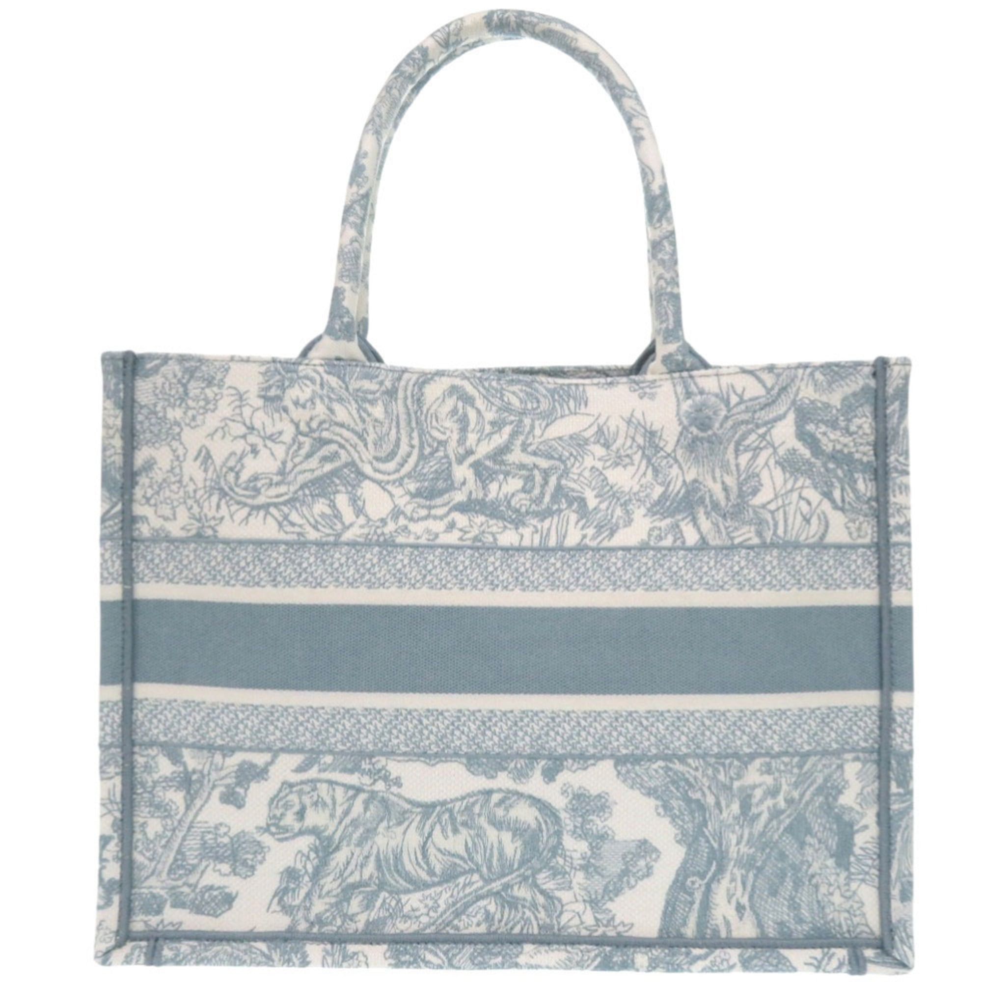 Dior Christian Dior Unused Dior Book Tote Bag, Medium, Toile de Jouy Embroidery, 50MA0225, Cotton, Light Blue, White, 0283Dior Size ONE SIZE - 3 Thumbnail