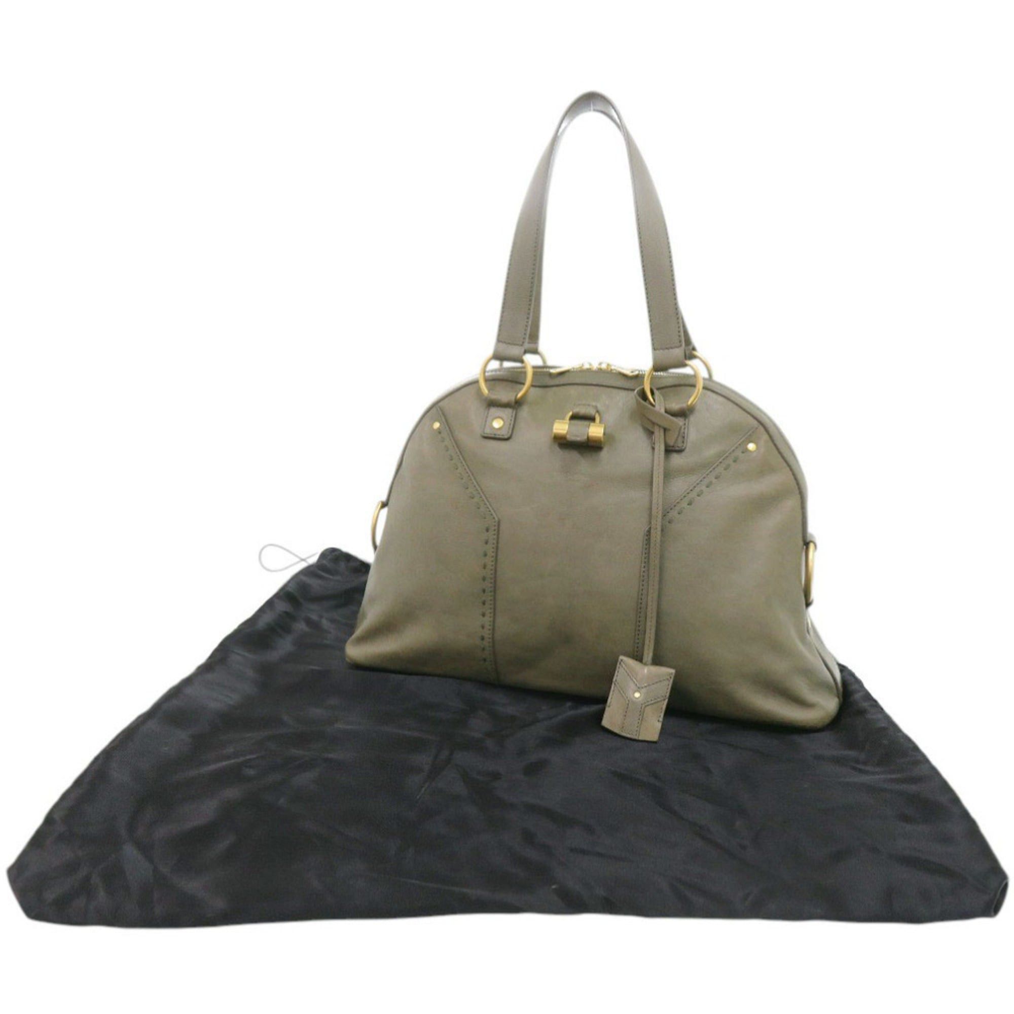 Yves Saint Laurent Yves Saint Laurent Muse 156464 Leather Olive Handbag 0840YVES SAINT LAURENT Size ONE SIZE - 2 Thumbnail