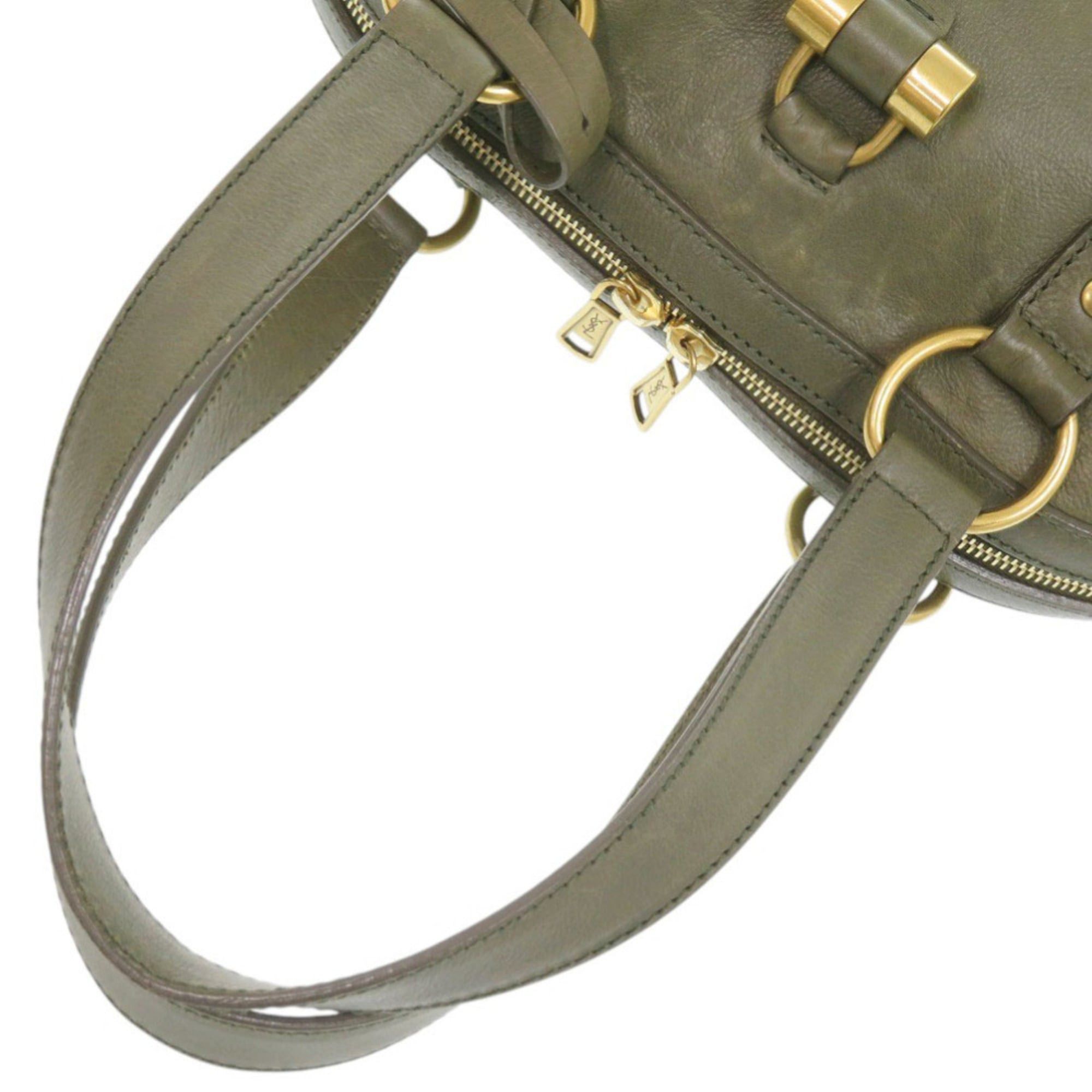 Yves Saint Laurent Yves Saint Laurent Muse 156464 Leather Olive Handbag 0840YVES SAINT LAURENT Size ONE SIZE - 9 Thumbnail