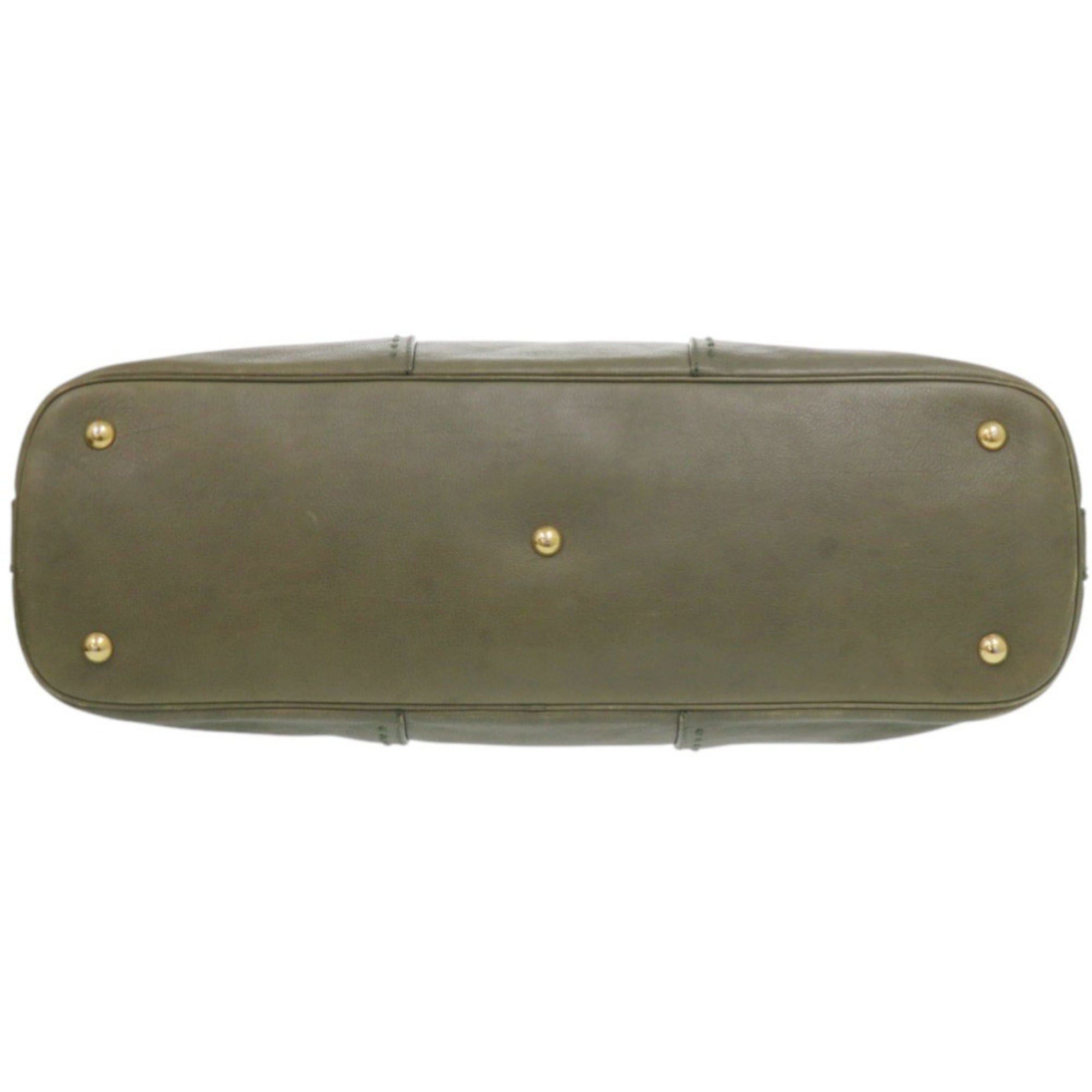 Yves Saint Laurent Yves Saint Laurent Muse 156464 Leather Olive Handbag 0840YVES SAINT LAURENT Size ONE SIZE - 4 Thumbnail
