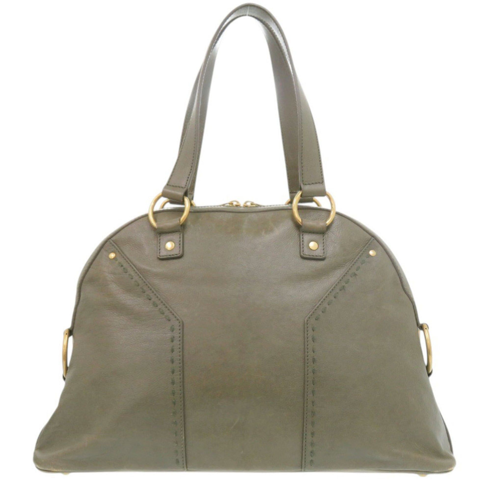 Yves Saint Laurent Yves Saint Laurent Muse 156464 Leather Olive Handbag 0840YVES SAINT LAURENT Size ONE SIZE - 3 Thumbnail