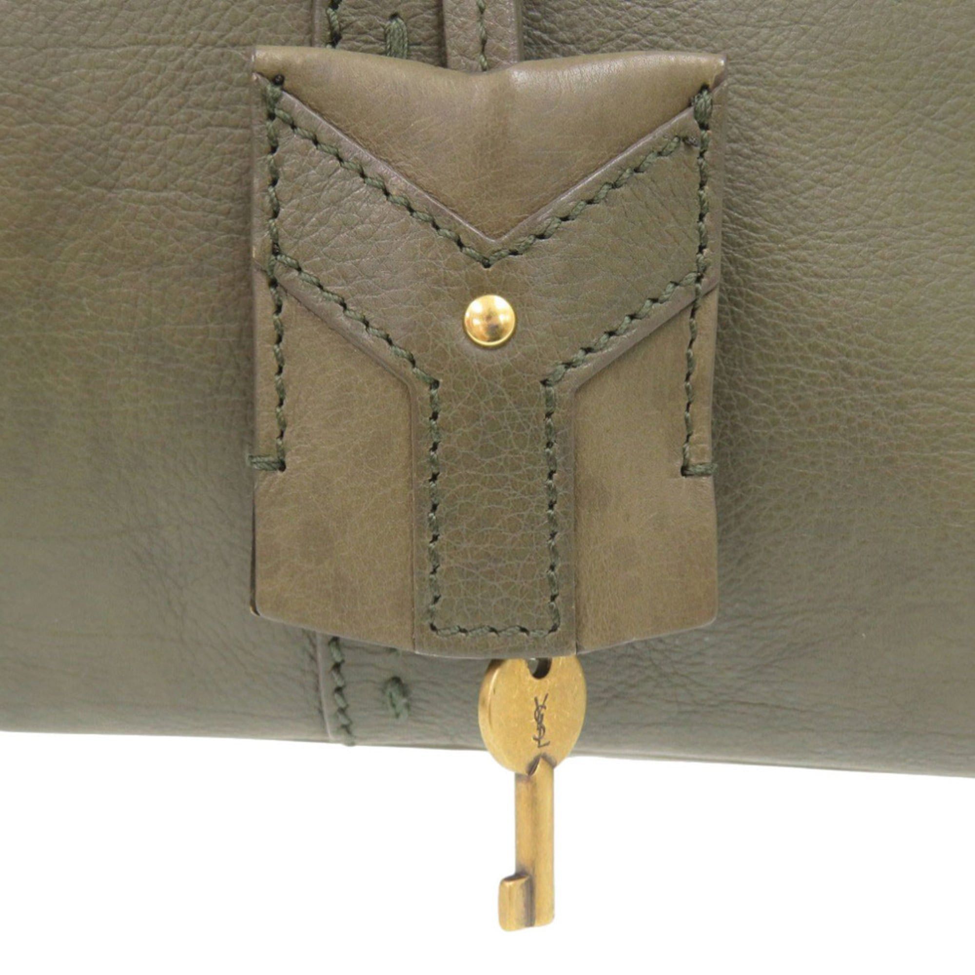 Yves Saint Laurent Yves Saint Laurent Muse 156464 Leather Olive Handbag 0840YVES SAINT LAURENT Size ONE SIZE - 8 Thumbnail