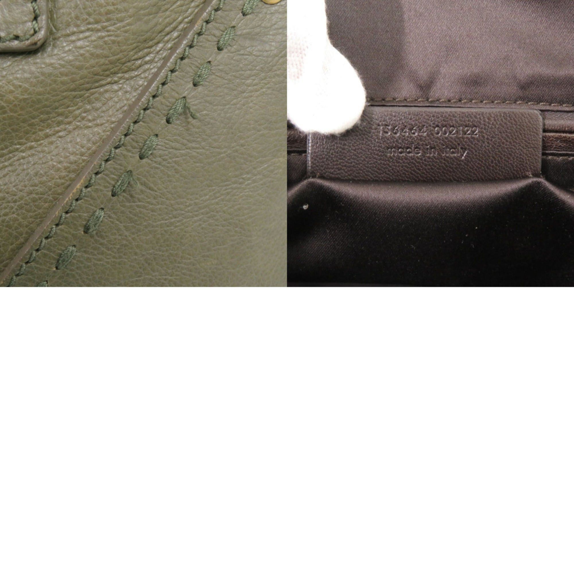 Yves Saint Laurent Yves Saint Laurent Muse 156464 Leather Olive Handbag 0840YVES SAINT LAURENT Size ONE SIZE - 10 Thumbnail