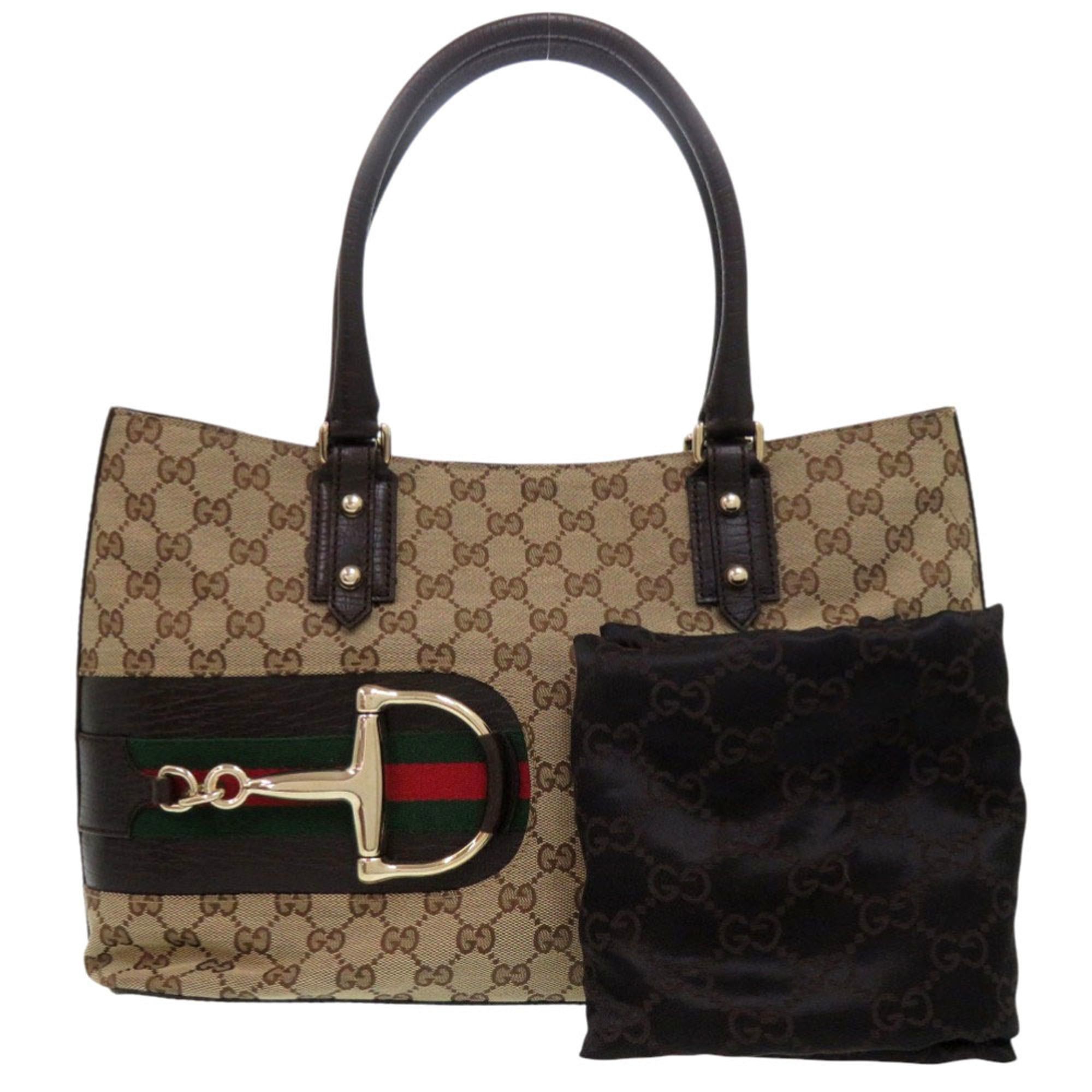 Gucci Excellent condition Gucci Horsebit tote bag, Sherry line 137385, gold hardware, GG canvas and leather, brown beige shoulder handbag 0710GUCCI Size ONE SIZE - 2 Thumbnail