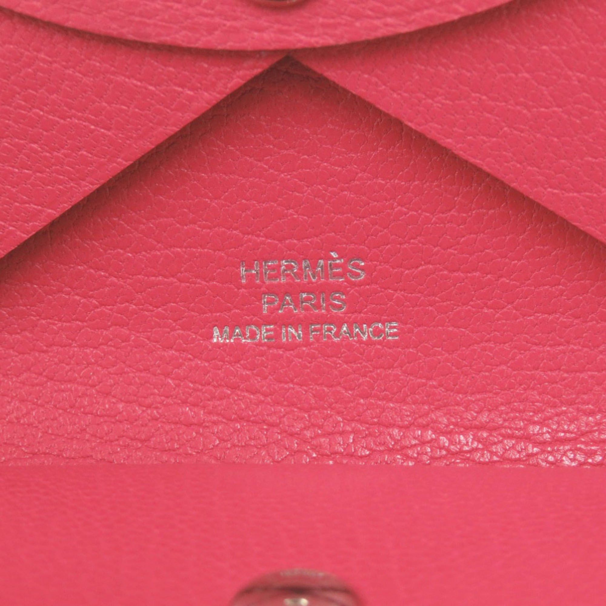 Hermes Excellent condition Hermès Calvi Duo Chevre Mysore Rose Extreme wallet with silver hardware and U stamp (2022 model). Red coin purse. Item number 0697HERMES. Size ONE SIZE - 9 Thumbnail