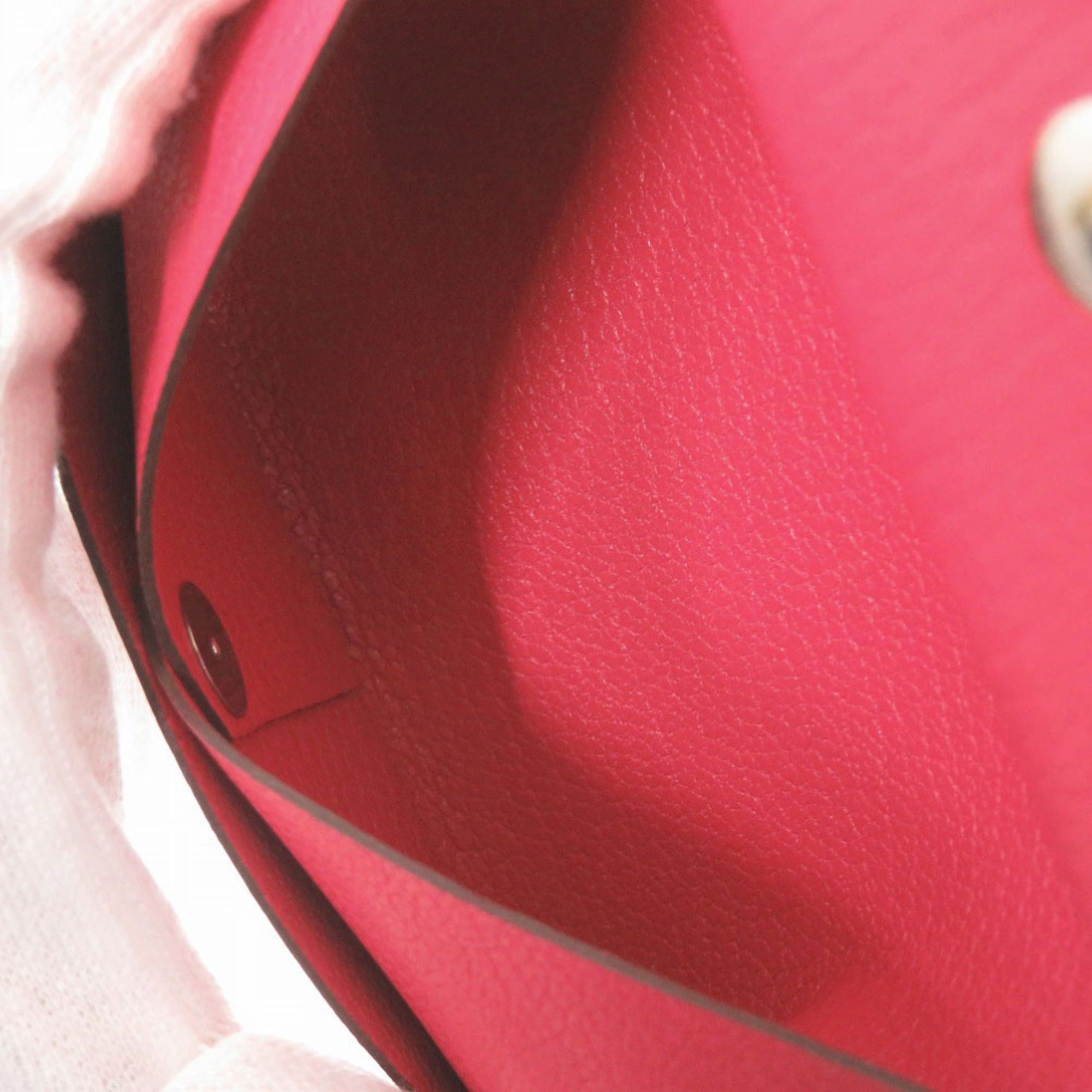 Hermes Excellent condition Hermès Calvi Duo Chevre Mysore Rose Extreme wallet with silver hardware and U stamp (2022 model). Red coin purse. Item number 0697HERMES. Size ONE SIZE - 5 Thumbnail