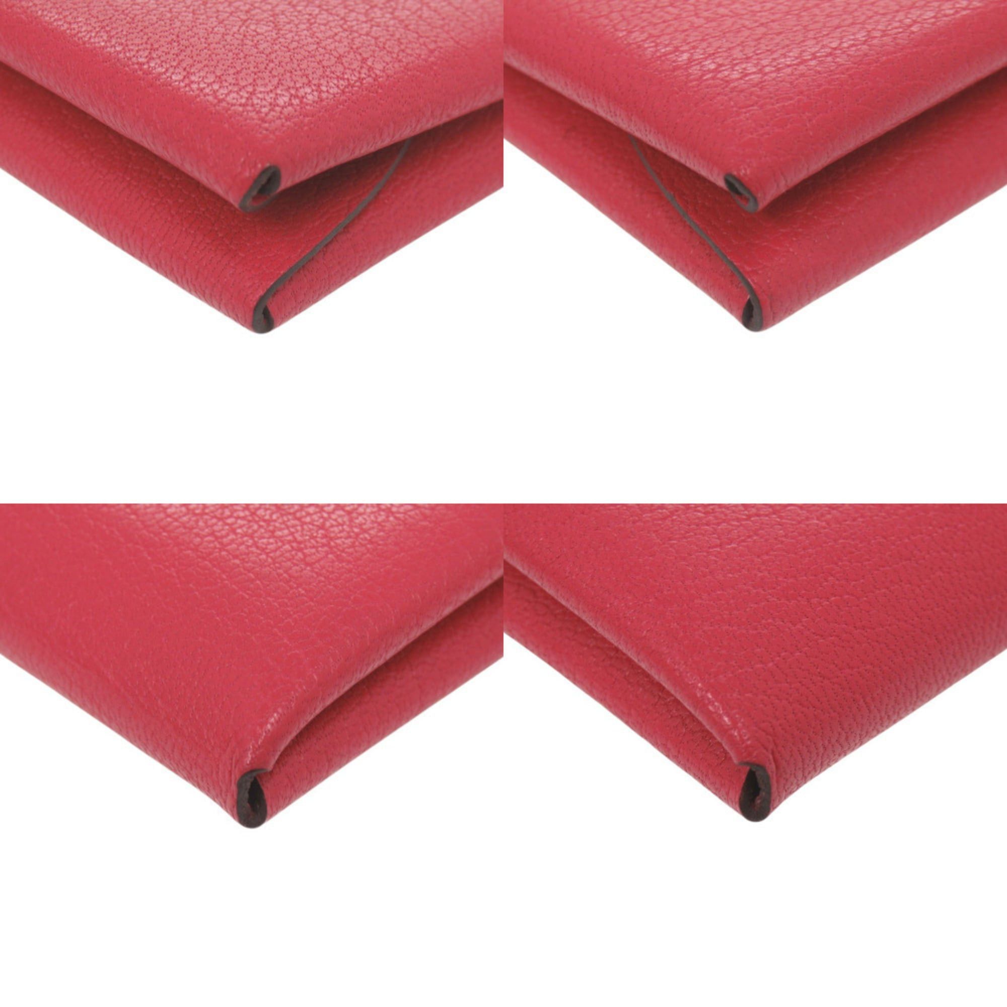 Hermes Excellent condition Hermès Calvi Duo Chevre Mysore Rose Extreme wallet with silver hardware and U stamp (2022 model). Red coin purse. Item number 0697HERMES. Size ONE SIZE - 3 Thumbnail