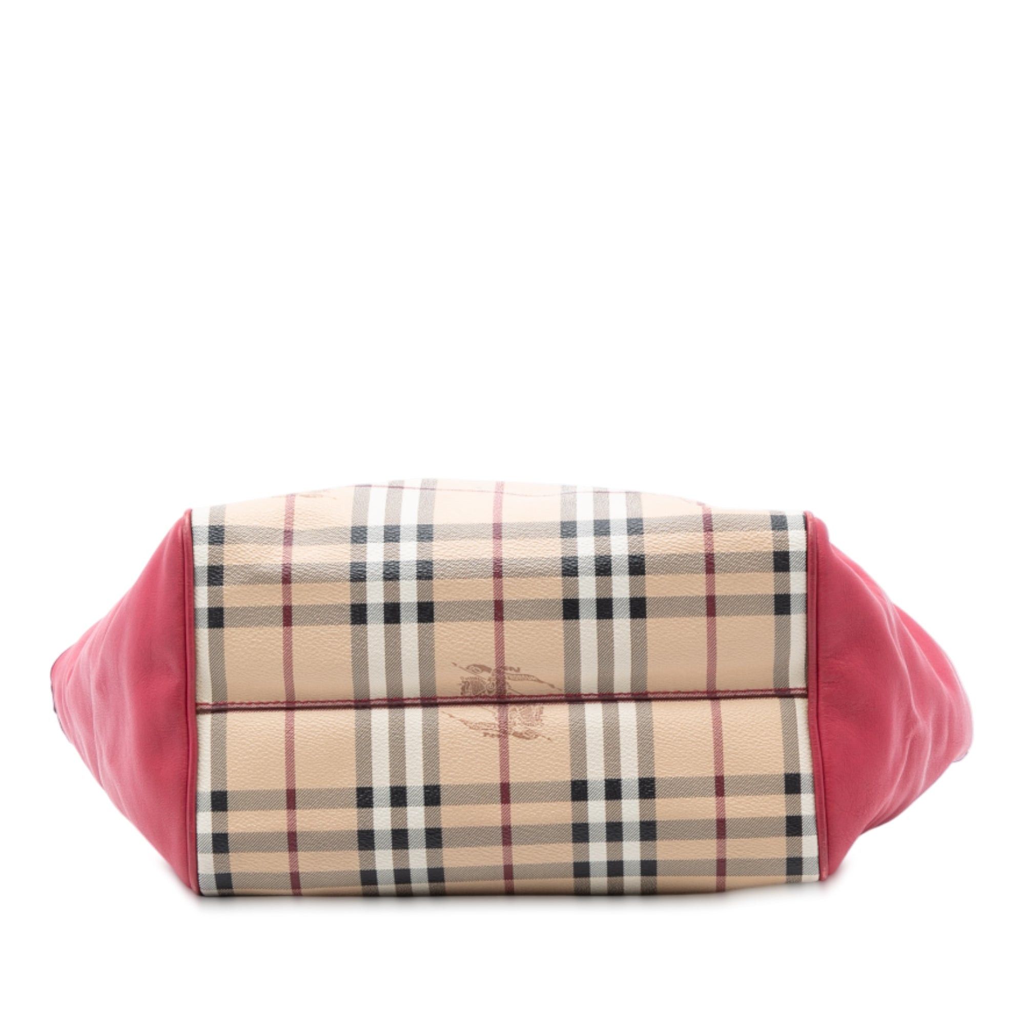 Burberry Small Leather Trimmed Haymarket Check Coated Canvas Canterbury Tote Size ONE SIZE - 3 Thumbnail