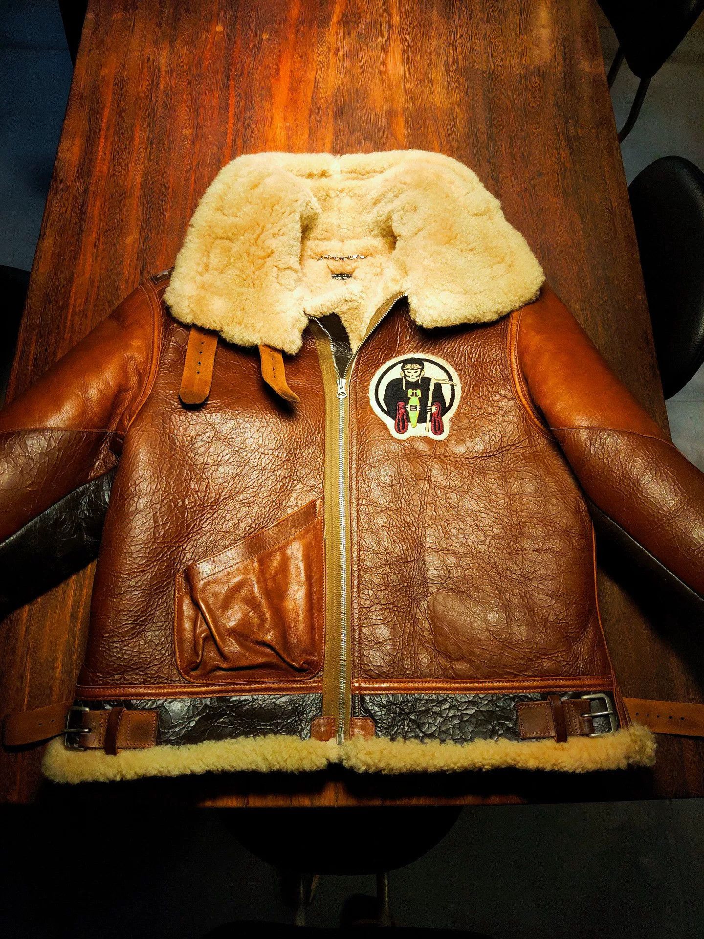 Eastman Leather Clothing Eastman Leathers B3 Shearling Colorblock Jacket Size US XXS / EU 40 - 2 Thumbnail