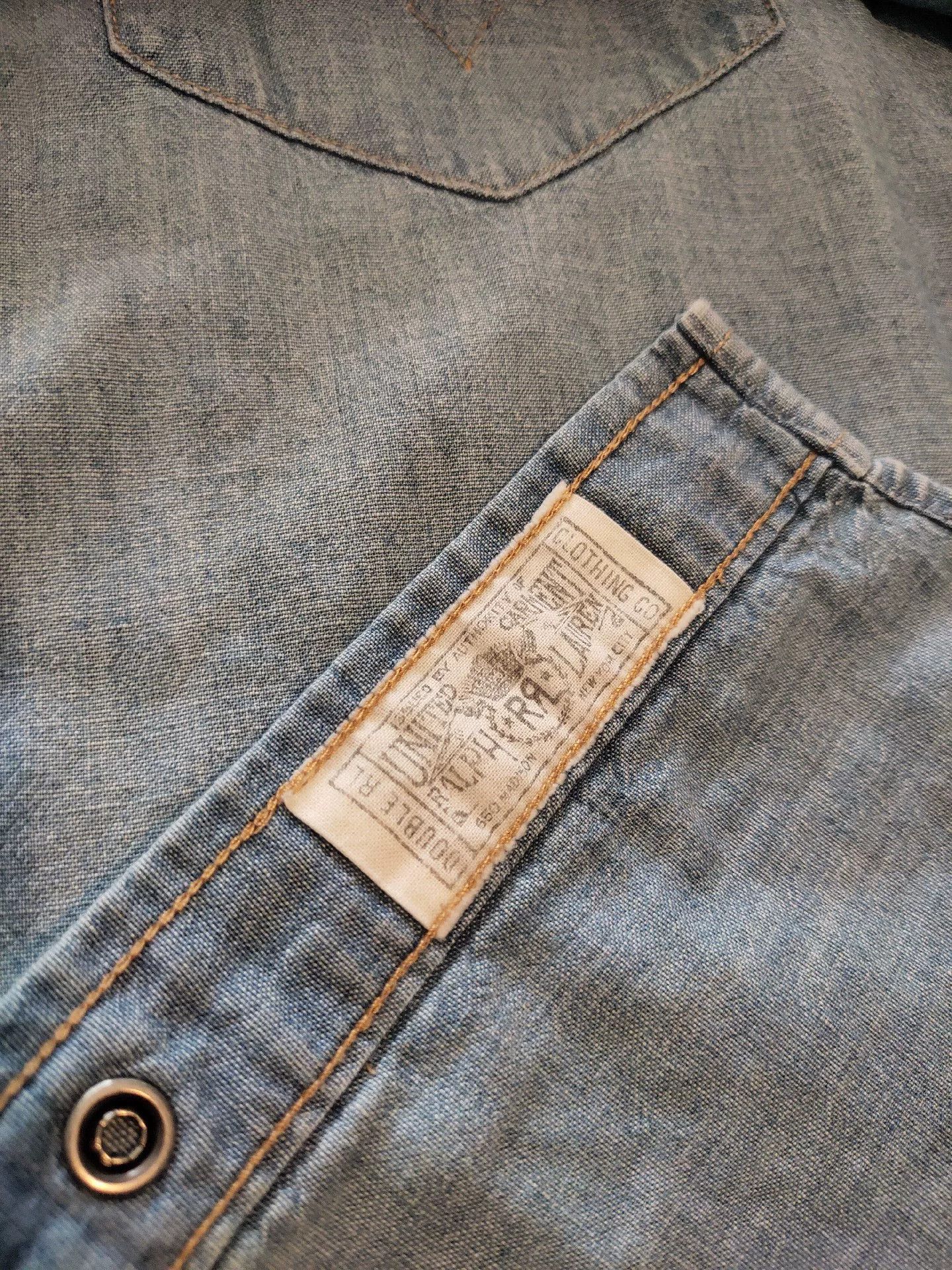 RRL Ralph Lauren RRL Western Light Blue Washed Distressed Shirt Size US XL / EU 56 / 4 - 6 Thumbnail
