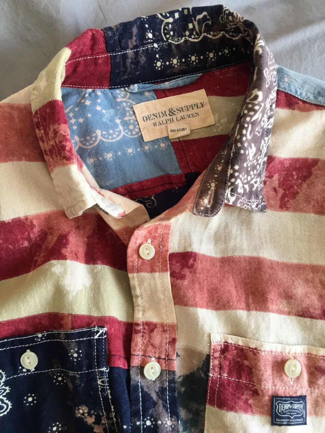Polo Ralph Lauren Polo DS American Flag Pattern Shirt Size US M / EU 48-50 / 2 - 5 Thumbnail