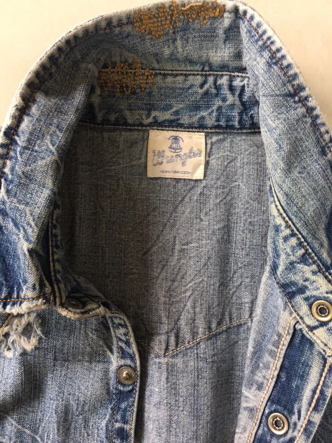 Vintage Sanforized Distressed Denim Shirt Size US M / EU 48-50 / 2 - 8 Thumbnail