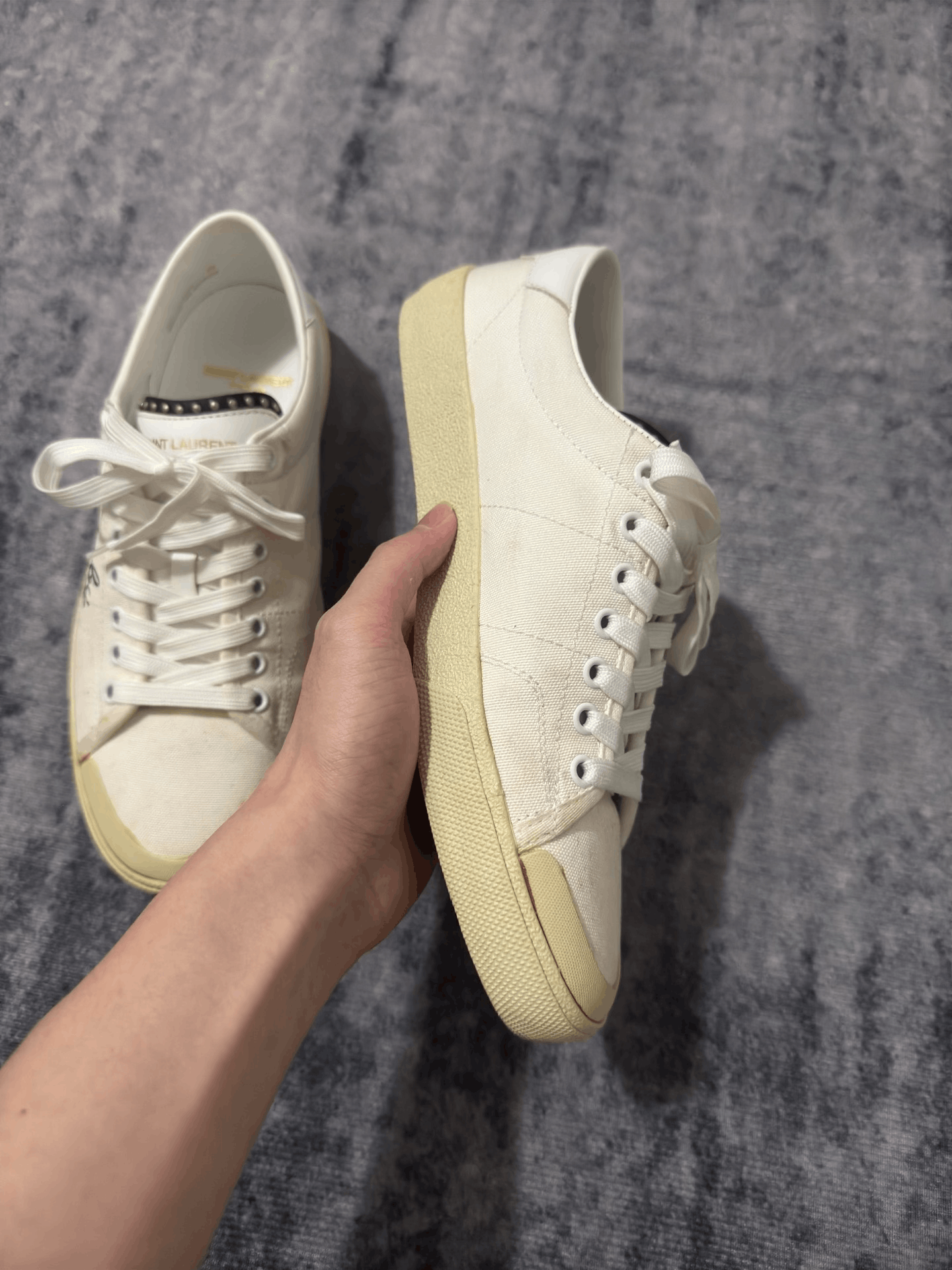 Saint Laurent Paris Saint Laurent White Canvas Sneakers Size US 7 / EU 40 - 3 Thumbnail