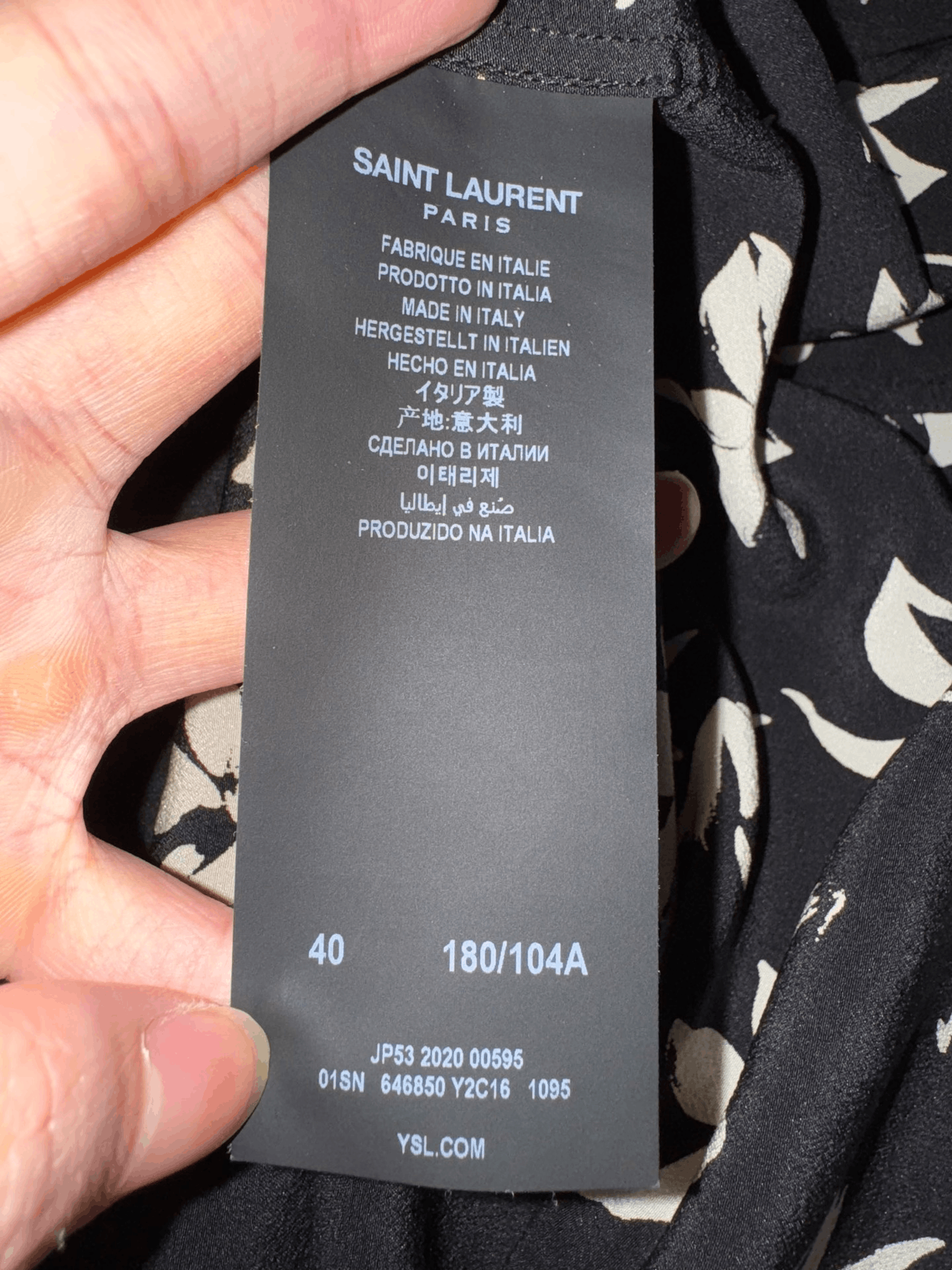 Saint Laurent Paris Black and White Floral Silk Shirt Size US XXS / EU 40 - 7 Thumbnail