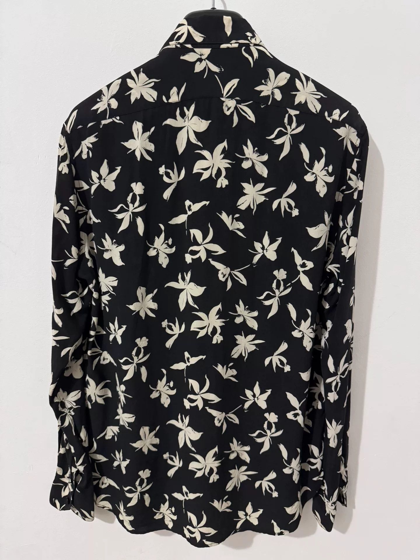 Saint Laurent Paris Saint Laurent Black and White Floral Shirt Size US M / EU 48-50 / 2 - 2 Thumbnail