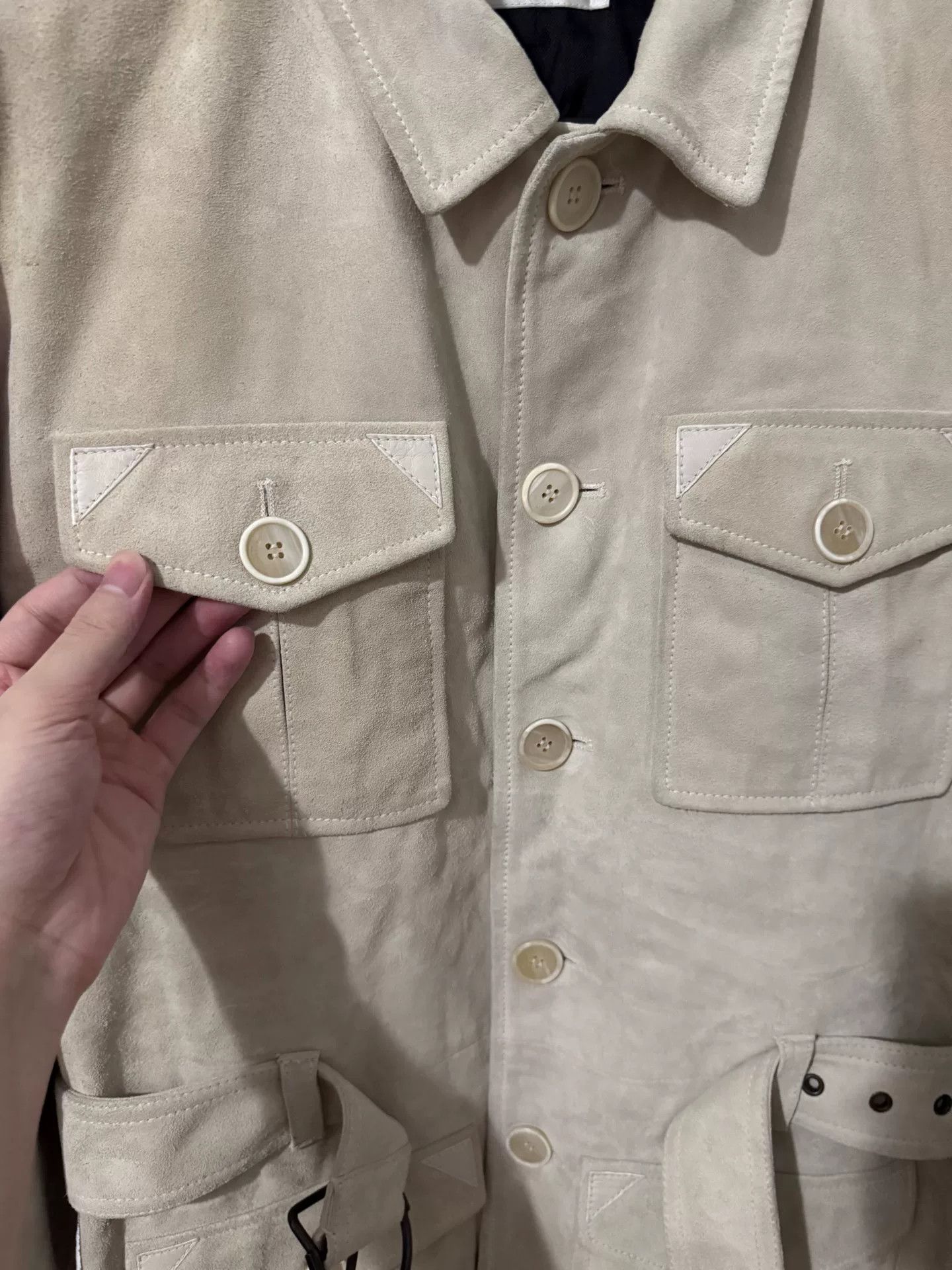 Saint Laurent Paris Saint Laurent Beige Suede Hunting Jacket Size US L / EU 52-54 / 3 - 3 Thumbnail