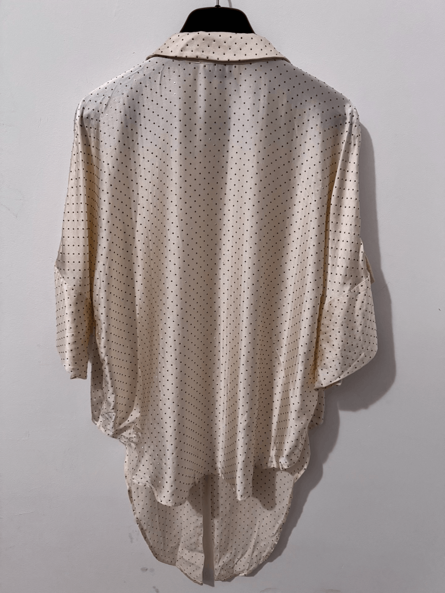 Saint Laurent Paris Saint Laurent Beige Silk Studded Shirt Size M / US 6-8 / IT 42-44 - 2 Thumbnail