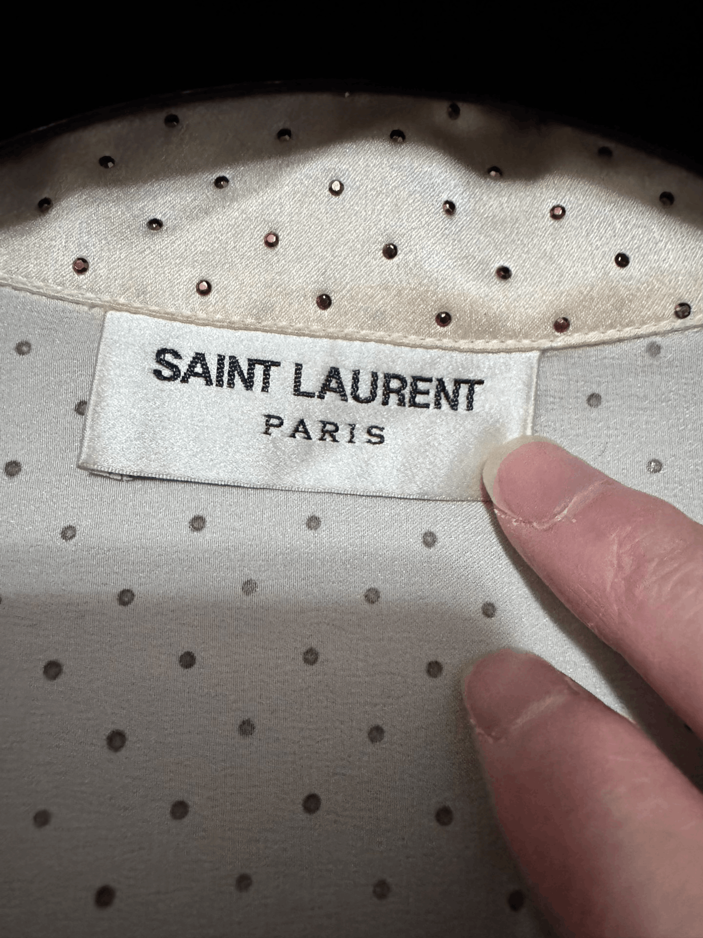 Saint Laurent Paris Saint Laurent Beige Silk Studded Shirt Size M / US 6-8 / IT 42-44 - 5 Thumbnail