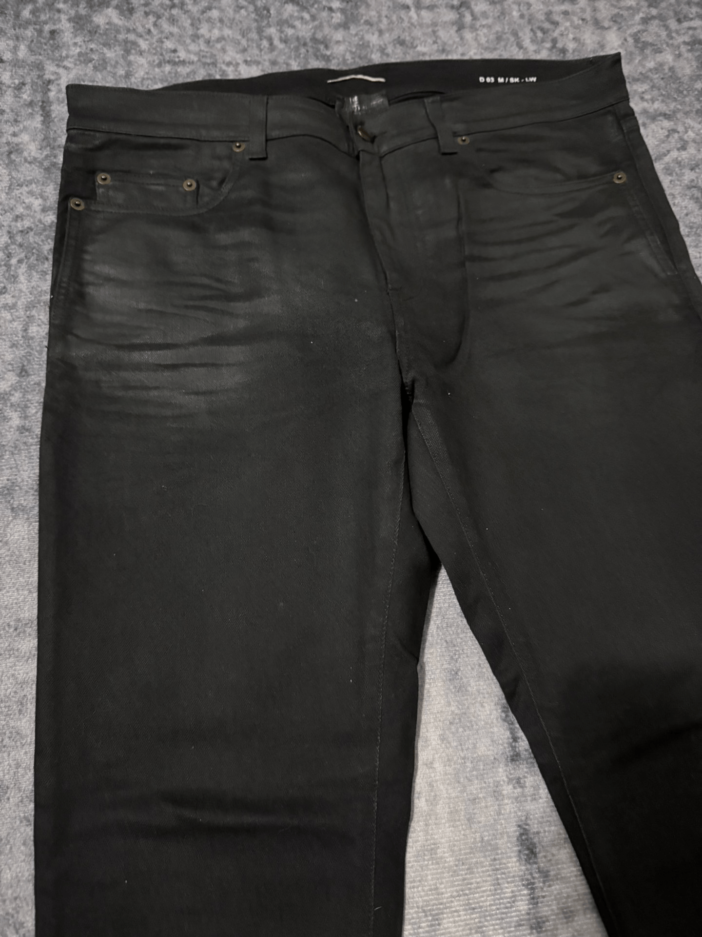 Saint Laurent Paris Saint Laurent Black Coated Denim Pants Size US 33 - 3 Thumbnail