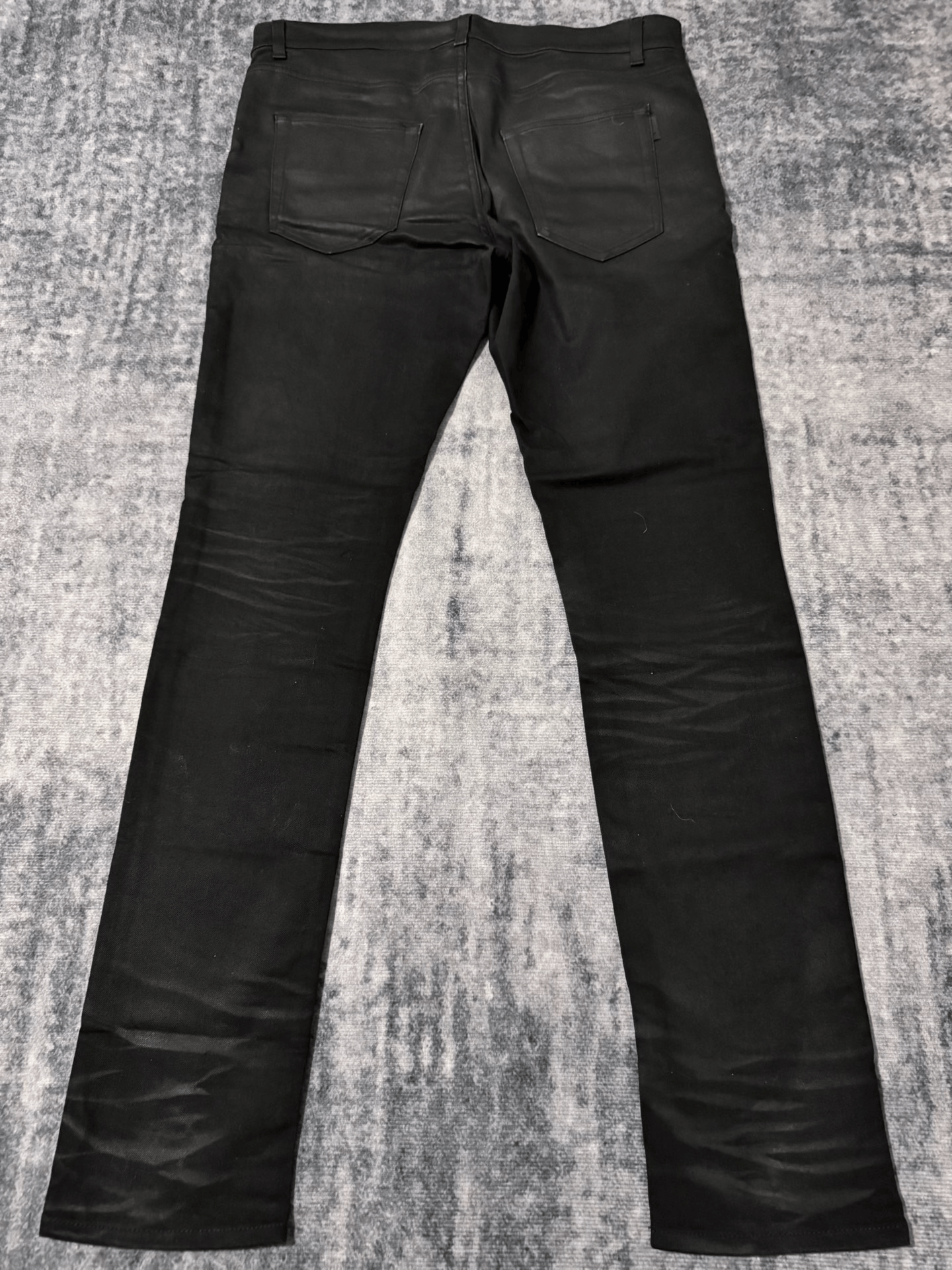 Saint Laurent Paris Saint Laurent Black Coated Denim Pants Size US 33 - 2 Thumbnail