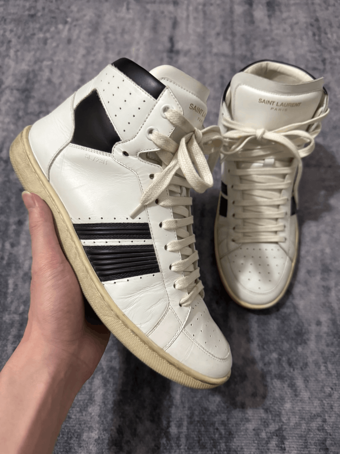 Saint Laurent Paris Saint Laurent High-Top Leather Sneakers Size US 7 / EU 40 - 3 Thumbnail