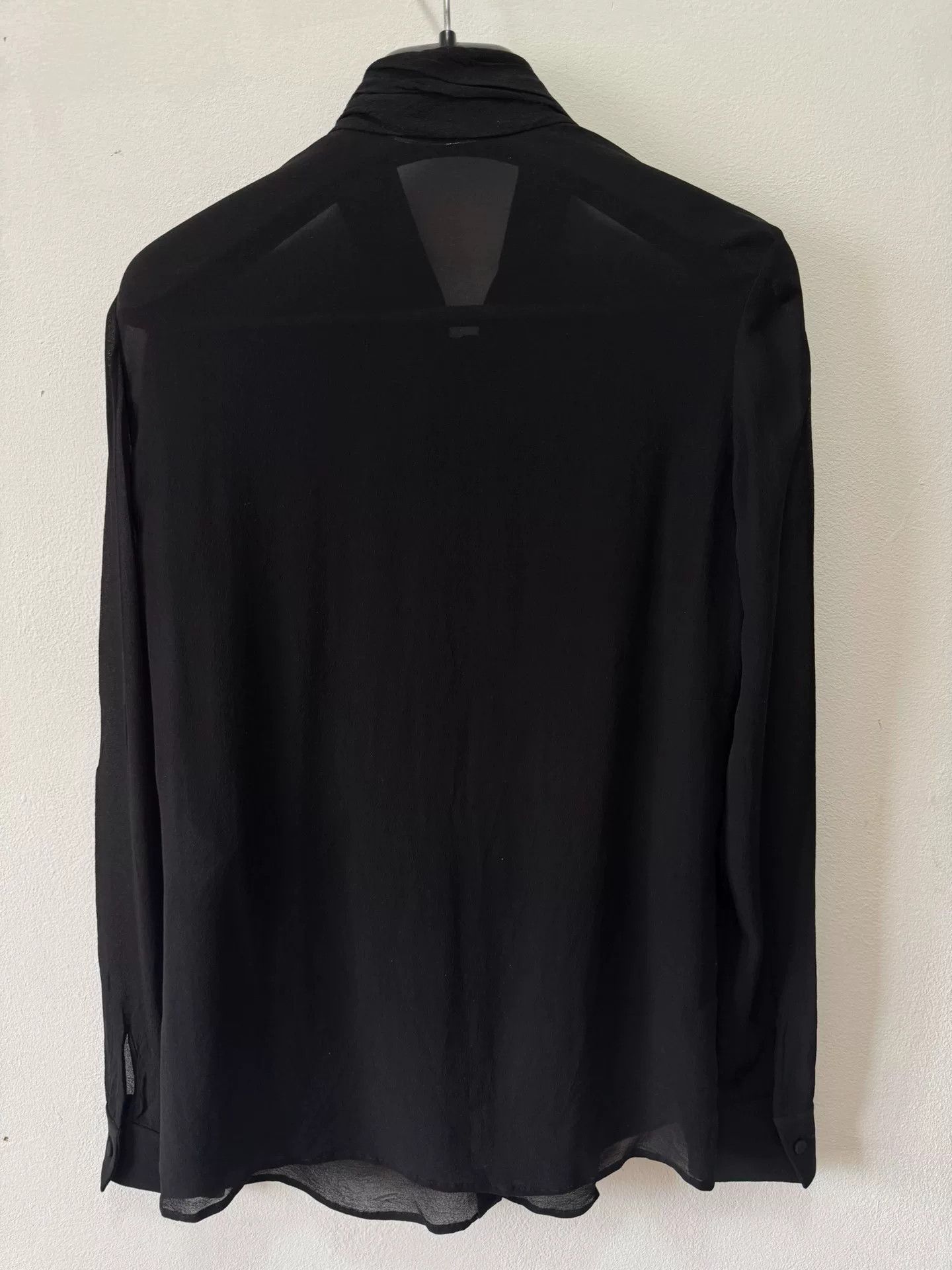 Saint Laurent Paris Saint Laurent Silk Black Bow Tie Shirt Size US M / EU 48-50 / 2 - 2 Thumbnail