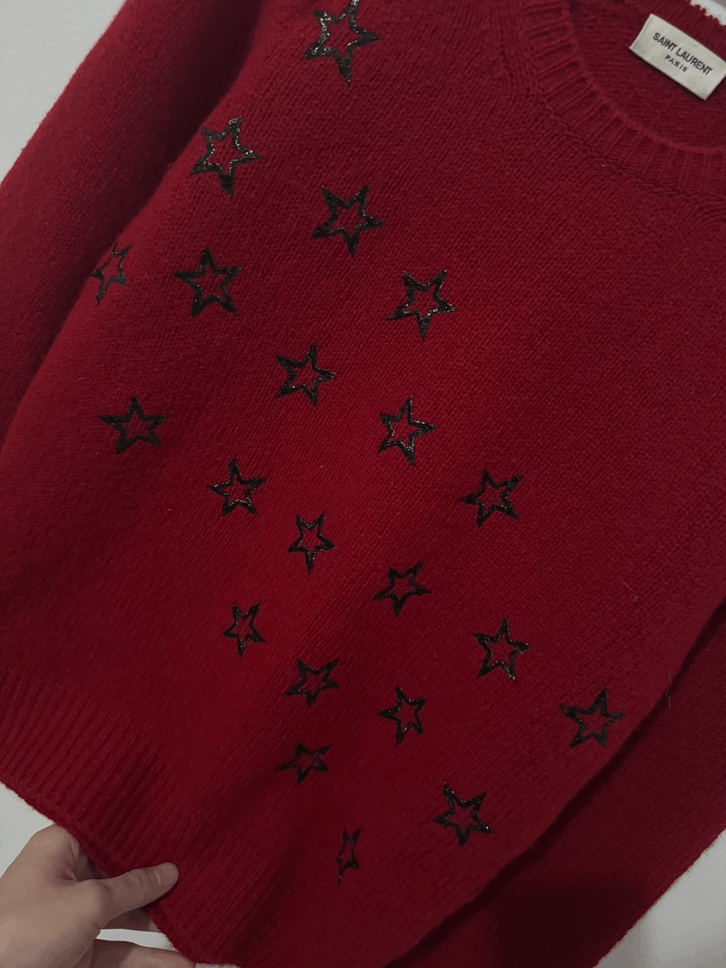 Saint Laurent Paris Saint Laurent Red Star Embroidered Sweater Size S / US 4 / IT 40 - 3 Thumbnail