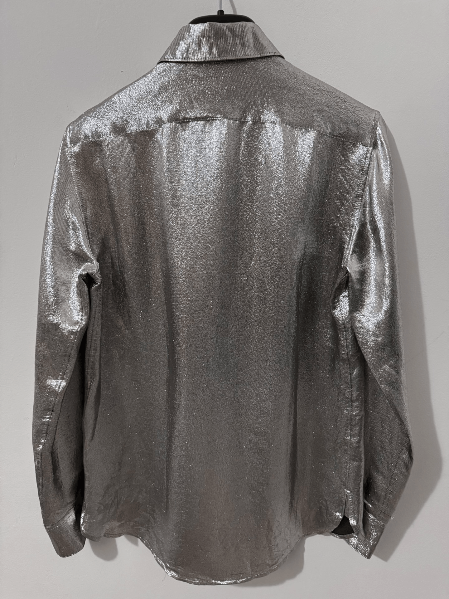 Saint Laurent Paris Saint Laurent Silver Silk Shirt Size US M / EU 48-50 / 2 - 2 Thumbnail