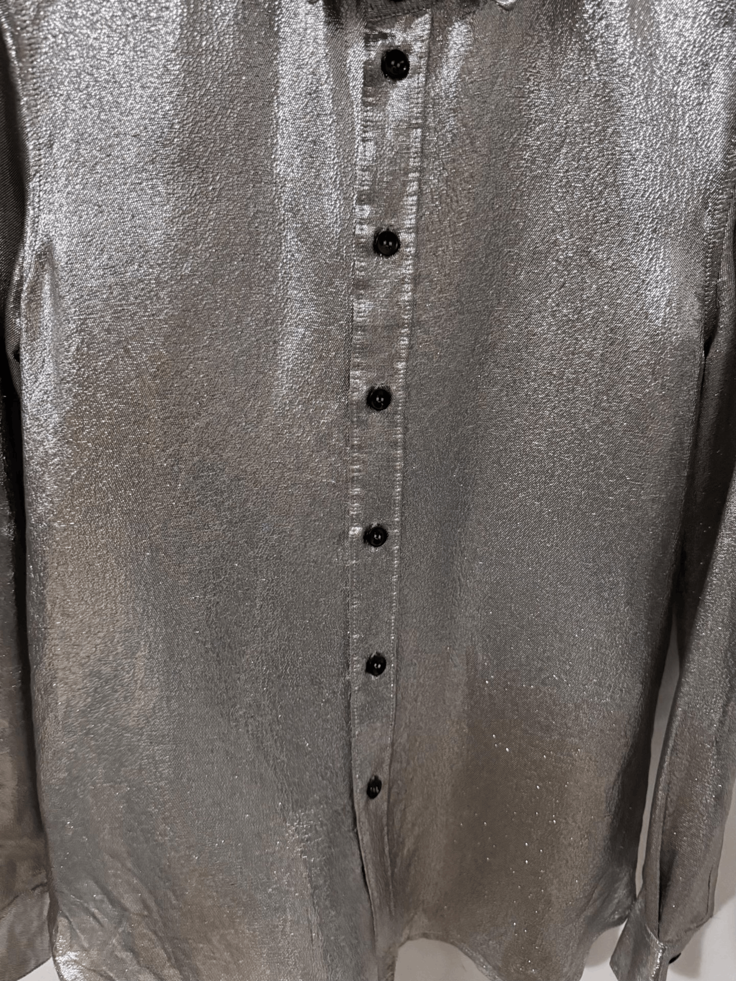 Saint Laurent Paris Saint Laurent Silver Silk Shirt Size US M / EU 48-50 / 2 - 3 Thumbnail