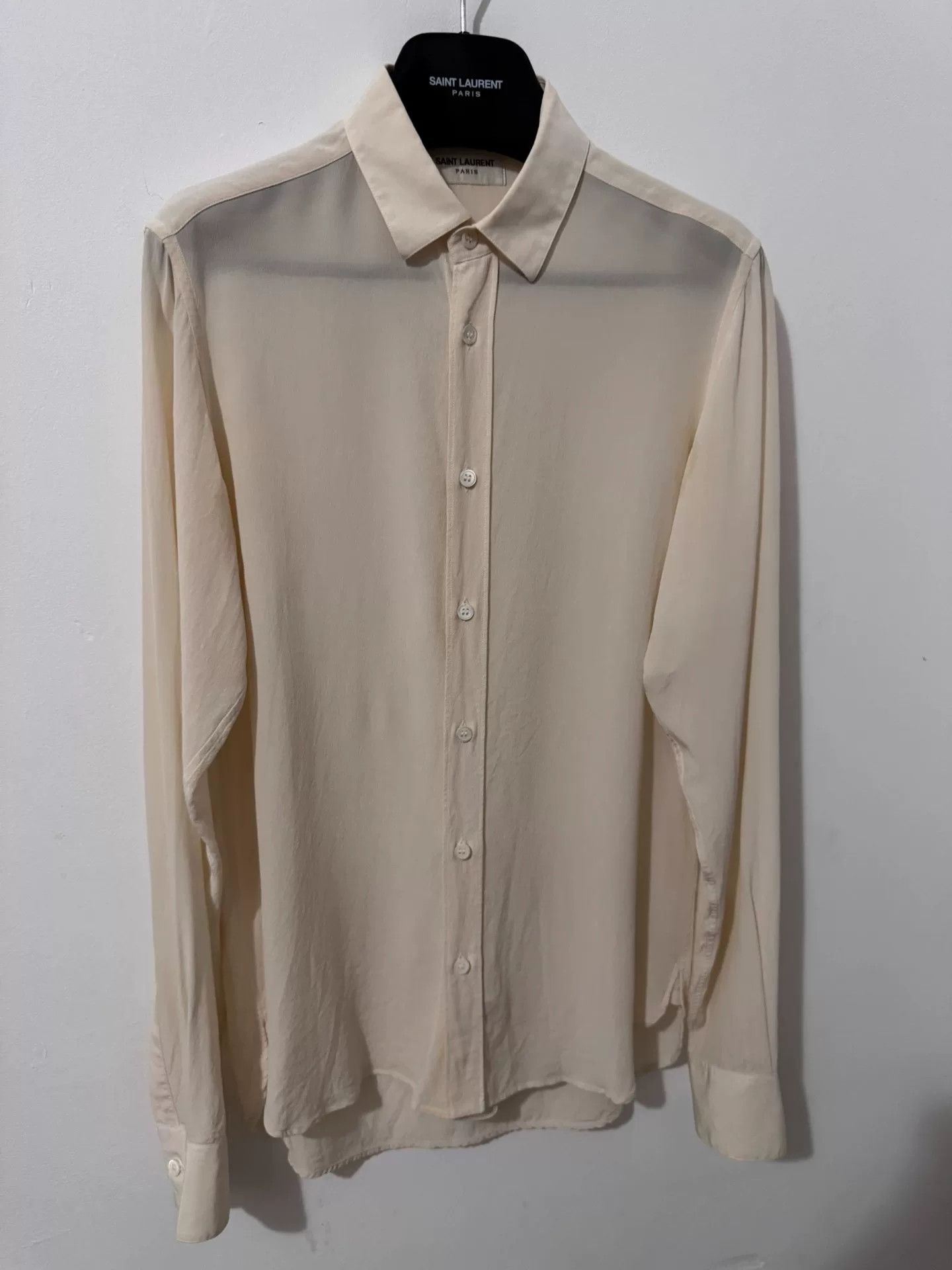 Saint Laurent Paris Saint Laurent Beige Silk Classic Shirt Size US S / EU 44-46 / 1 - 3 Thumbnail