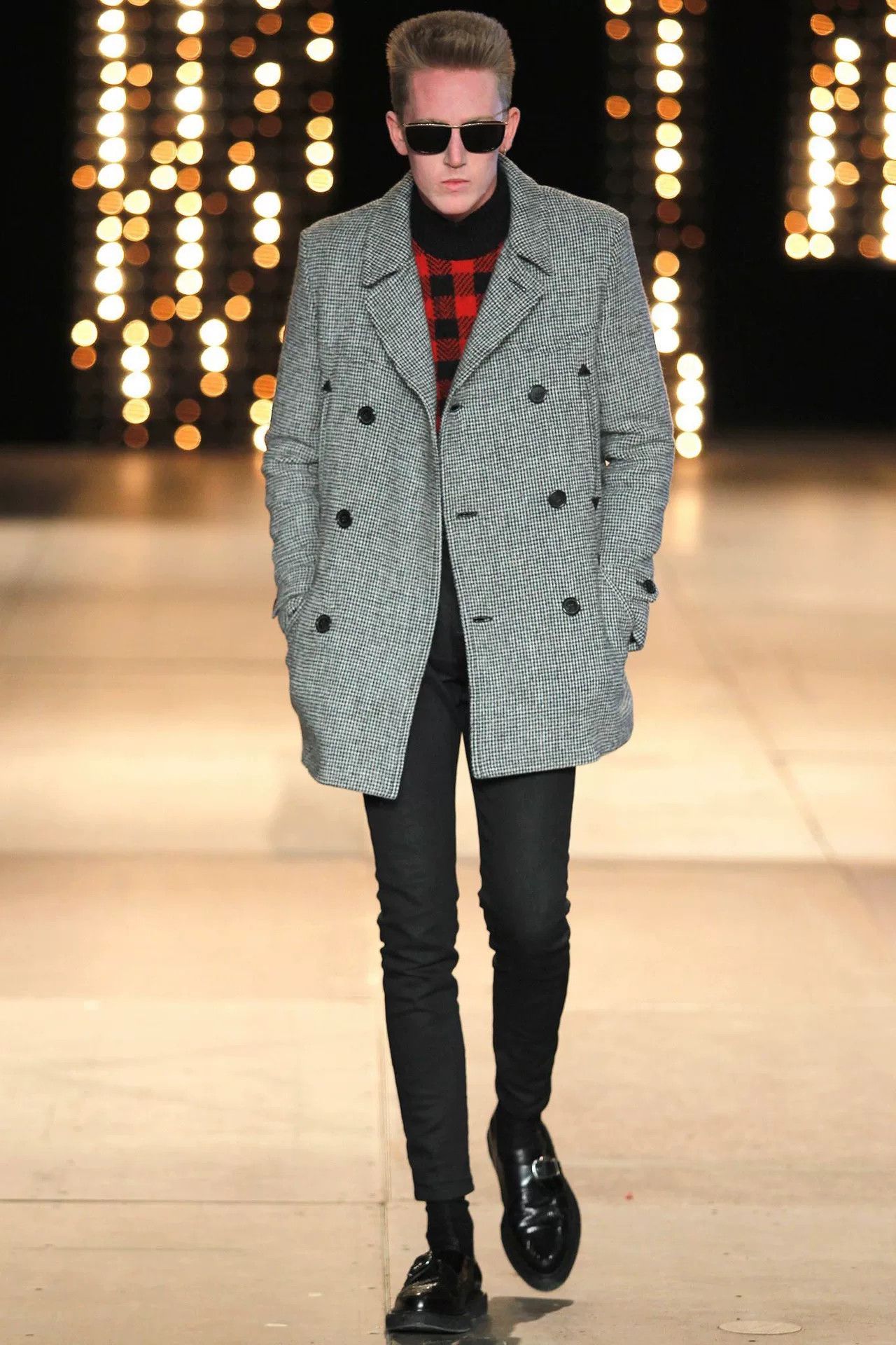 Saint Laurent Paris Saint Laurent Double-Breasted Check Coat Size US L / EU 52-54 / 3 - 9 Thumbnail