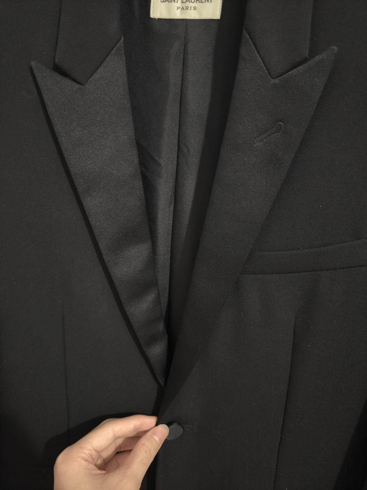 Saint Laurent Paris Saint Laurent Black Satin Tuxedo Jacket Size US S / EU 44-46 / 1 - 3 Thumbnail