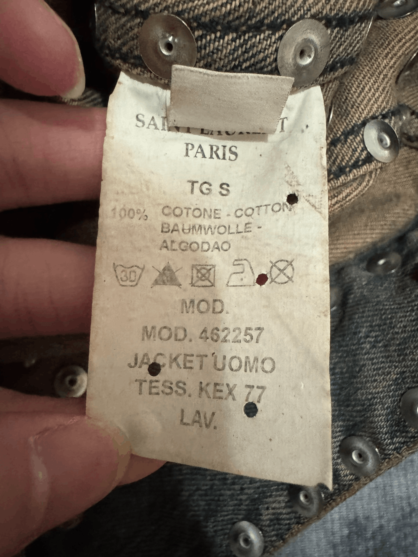 Saint Laurent Paris Saint Laurent Denim Jacket with Studs Size US S / EU 44-46 / 1 - 7 Thumbnail
