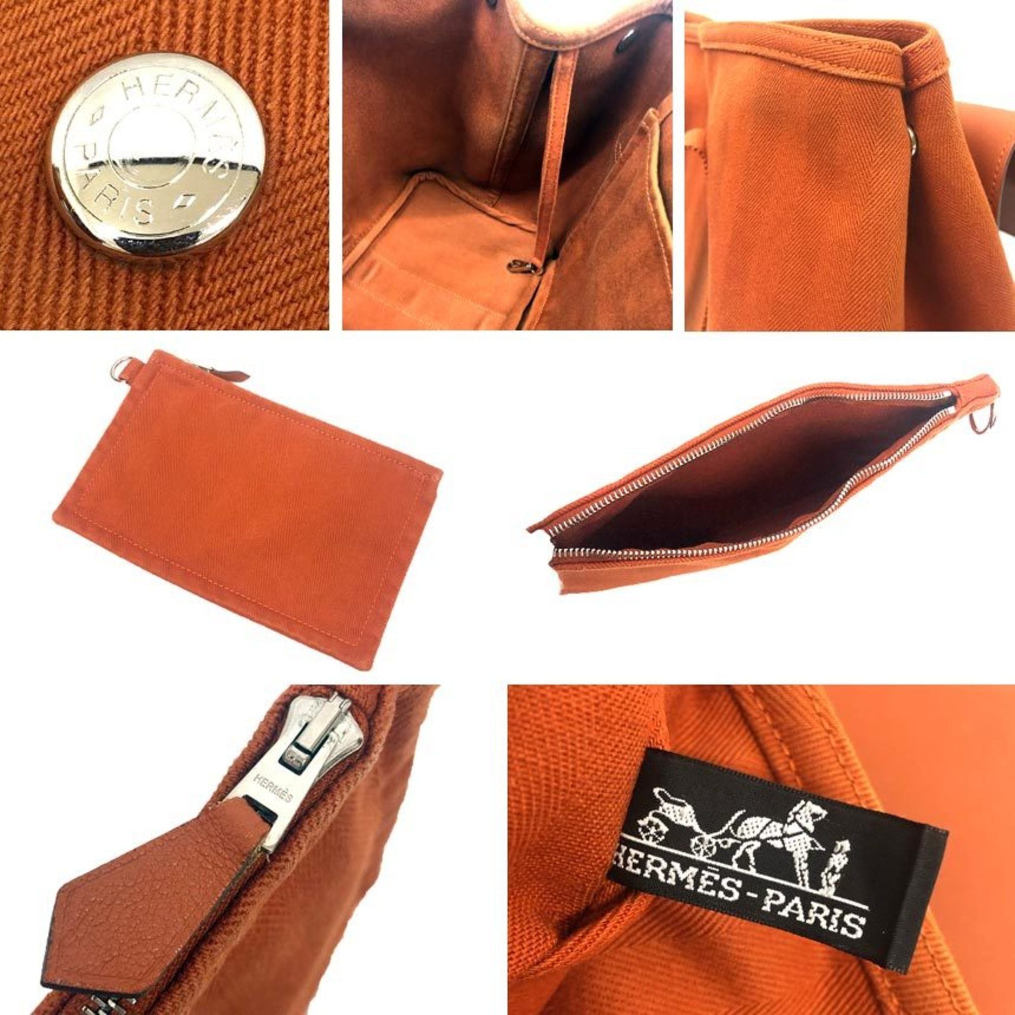 Hermes HERMES Valparaiso MM Handbag/Tote Bag in Orange Toile Chevron/Leather Size ONE SIZE - 3 Thumbnail