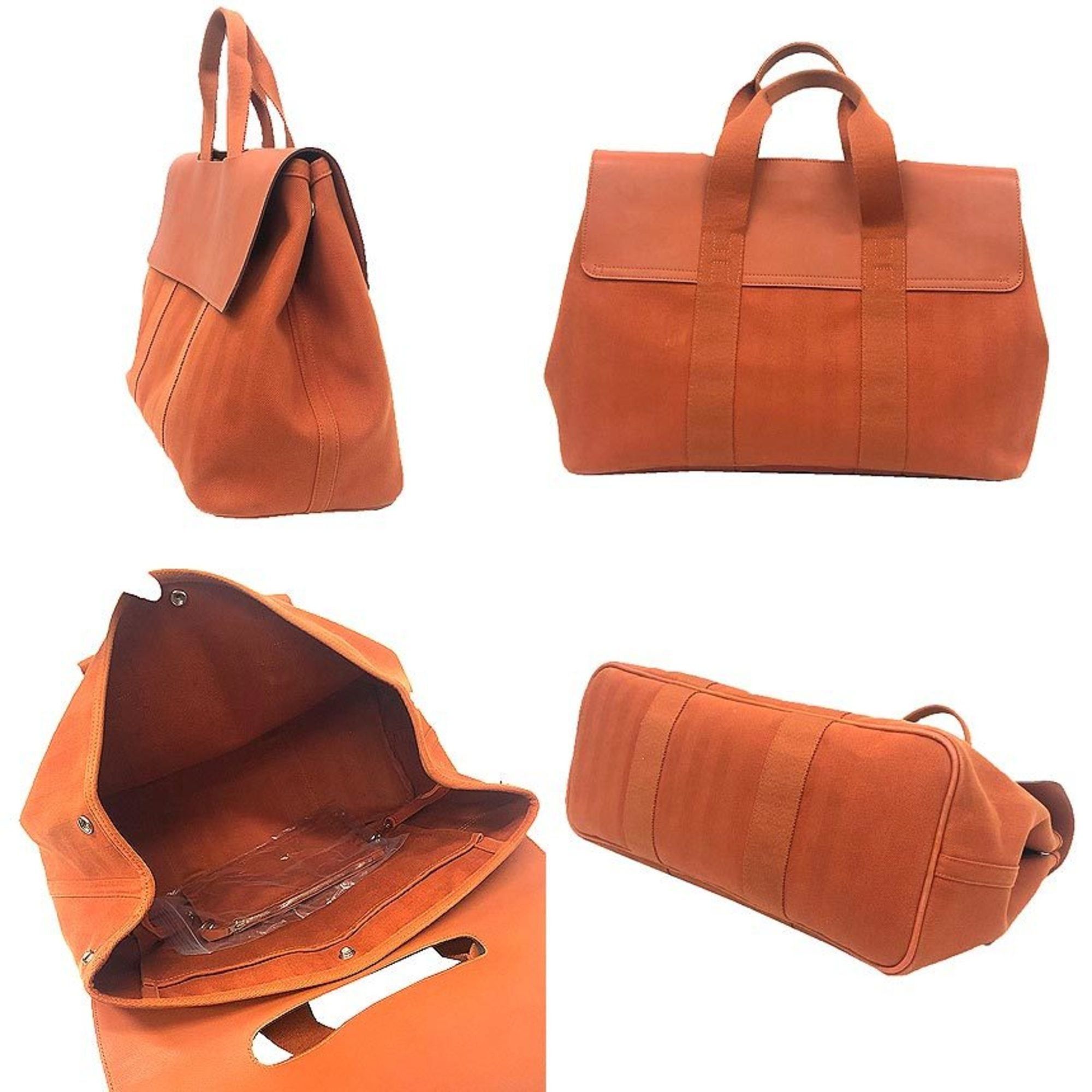 Hermes HERMES Valparaiso MM Handbag/Tote Bag in Orange Toile Chevron/Leather Size ONE SIZE - 2 Thumbnail