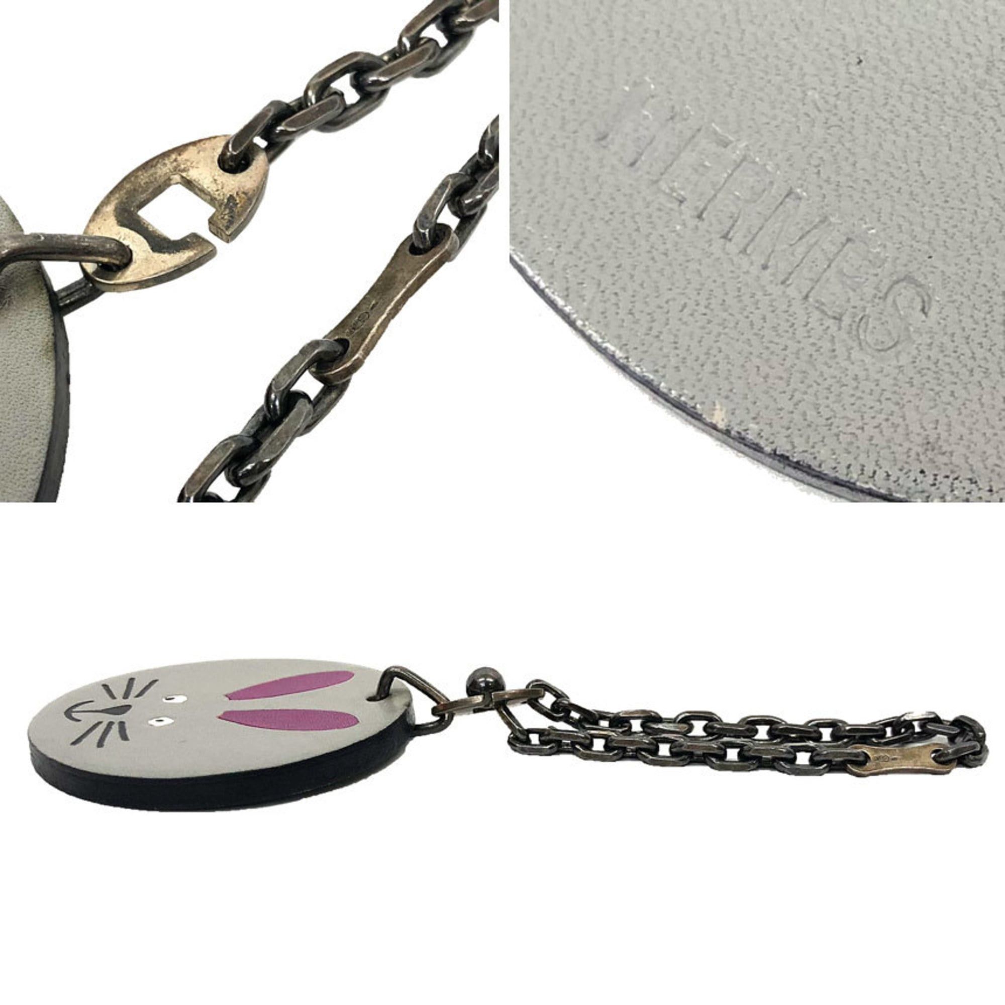 Hermes Hermes Hermès Rabbit Charm Keychain, Animal Key Charm, Leather, Gray Size ONE SIZE - 3 Thumbnail