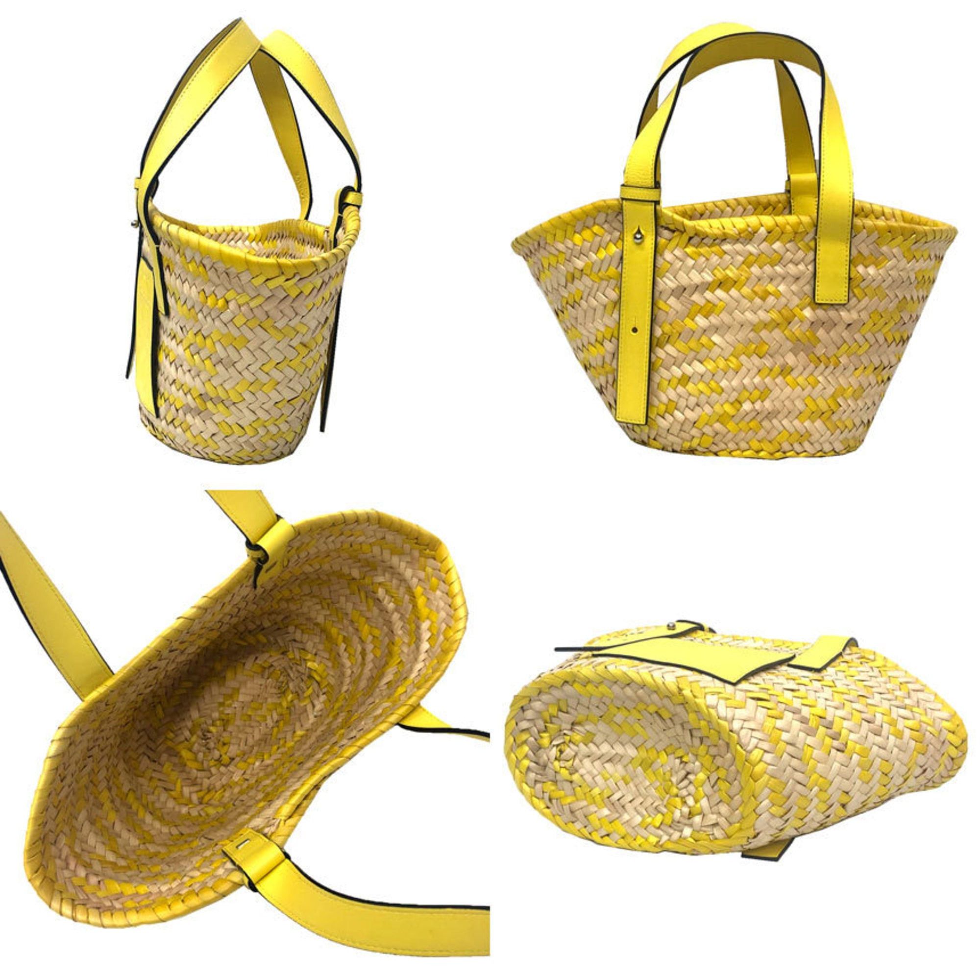 Loewe LOEWE Basket Bag Small Straw A223S93X18 Tote Palm Leaf Handbag Natural x Yellow Women's Size ONE SIZE - 2 Thumbnail