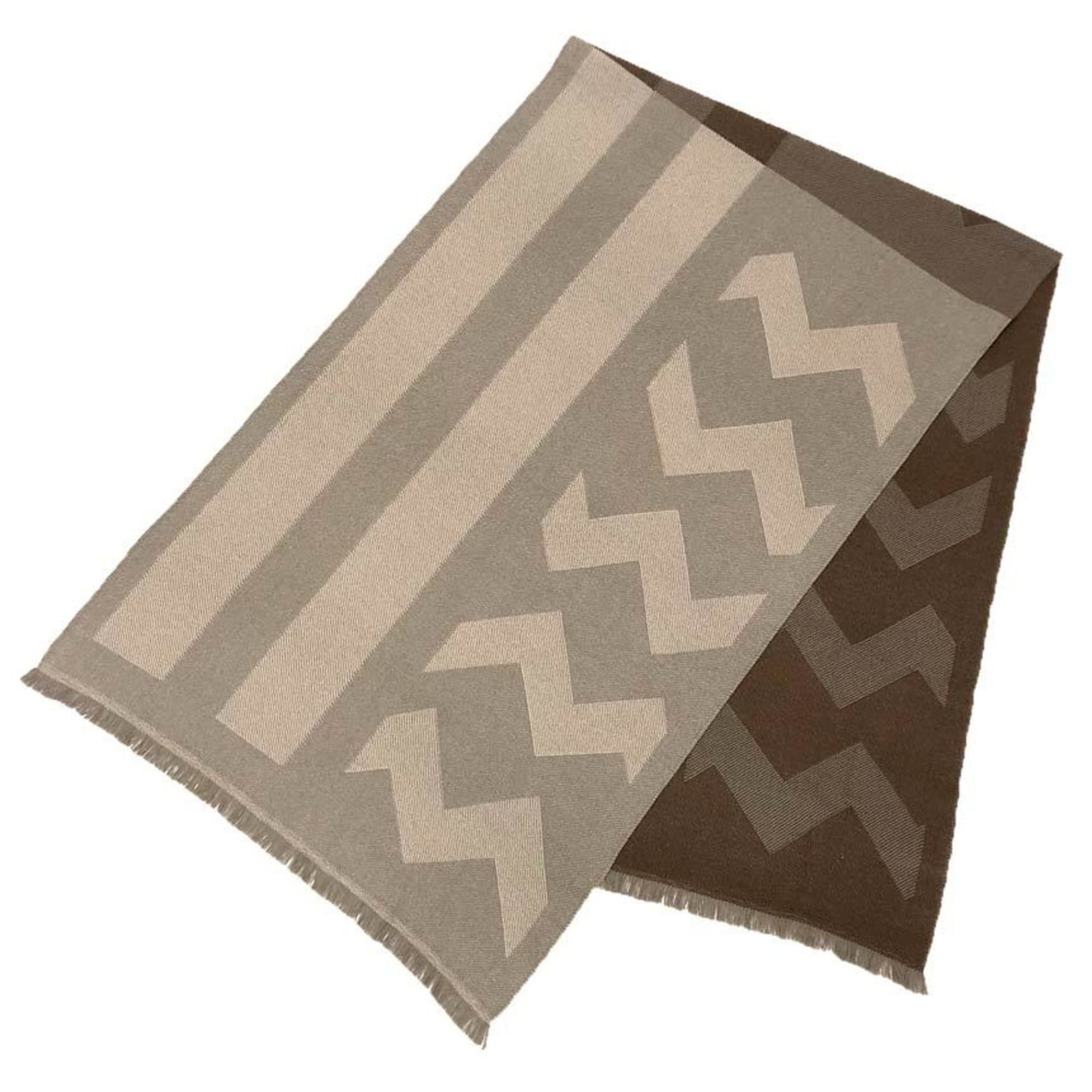 Hermes HERMES Cashmere Stole/Scarf with Geometric Ikat Pattern, Brown, for Men and Women Size ONE SIZE - 2 Thumbnail