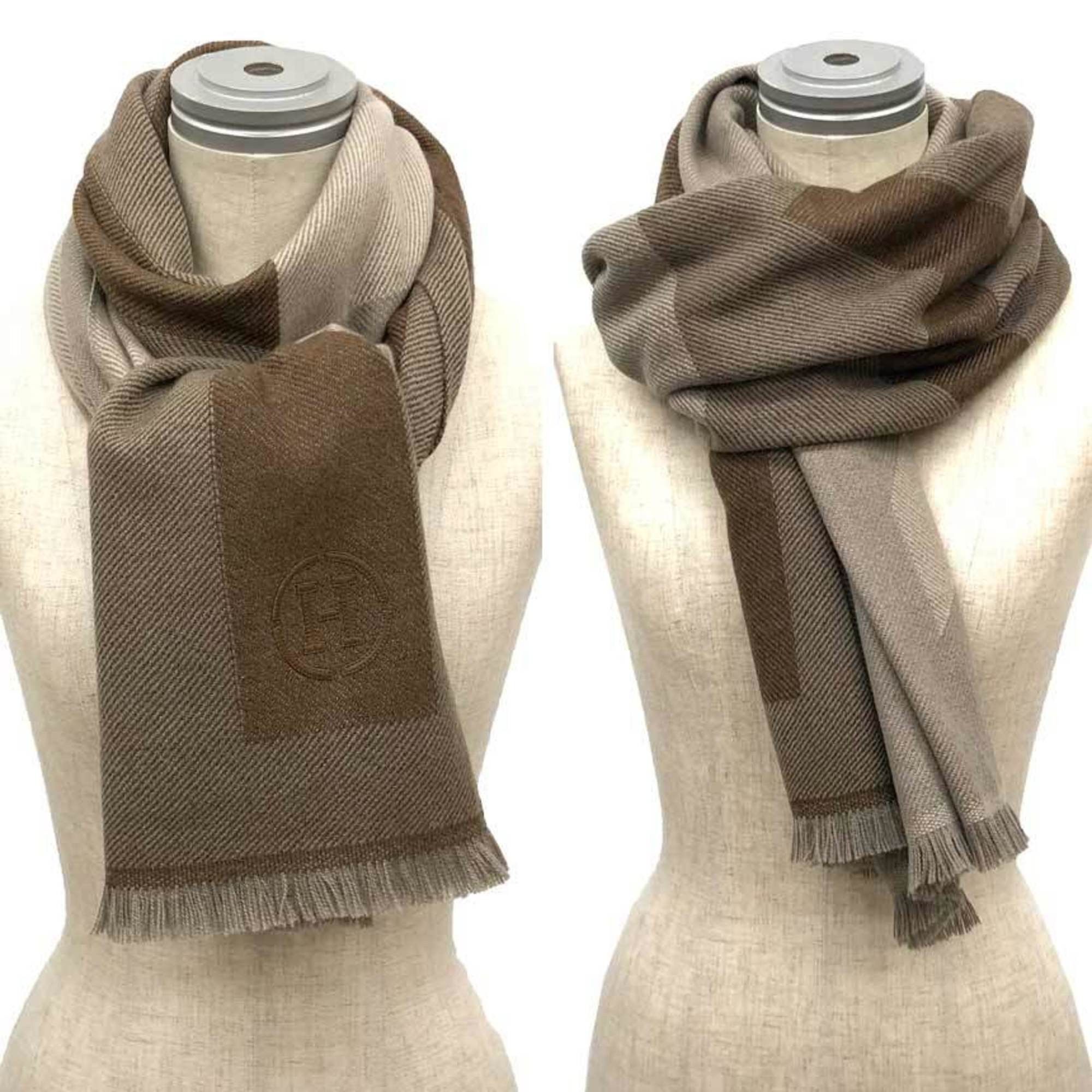 Hermes HERMES Cashmere Stole/Scarf with Geometric Ikat Pattern, Brown, for Men and Women Size ONE SIZE - 3 Thumbnail