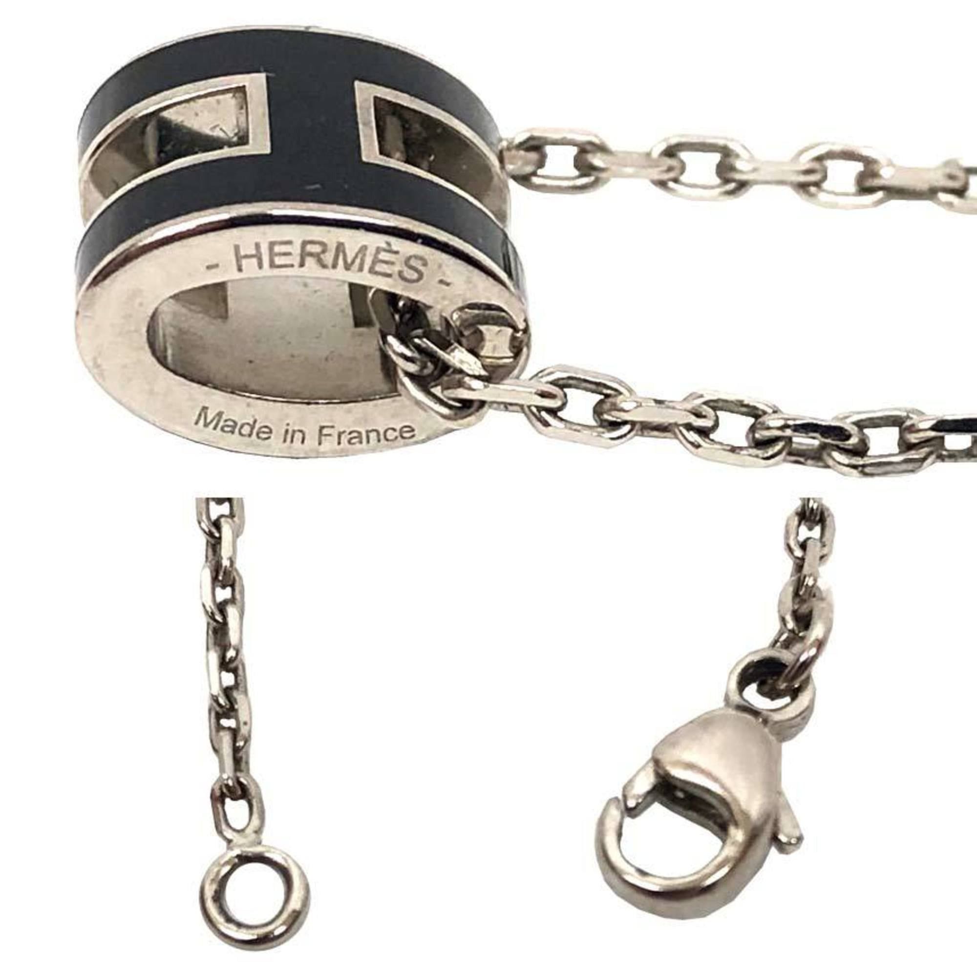 Hermes Hermes Hermès H-shaped chain necklace, Mini Pop H, Ash, silver and black, for women Size ONE SIZE - 3 Thumbnail