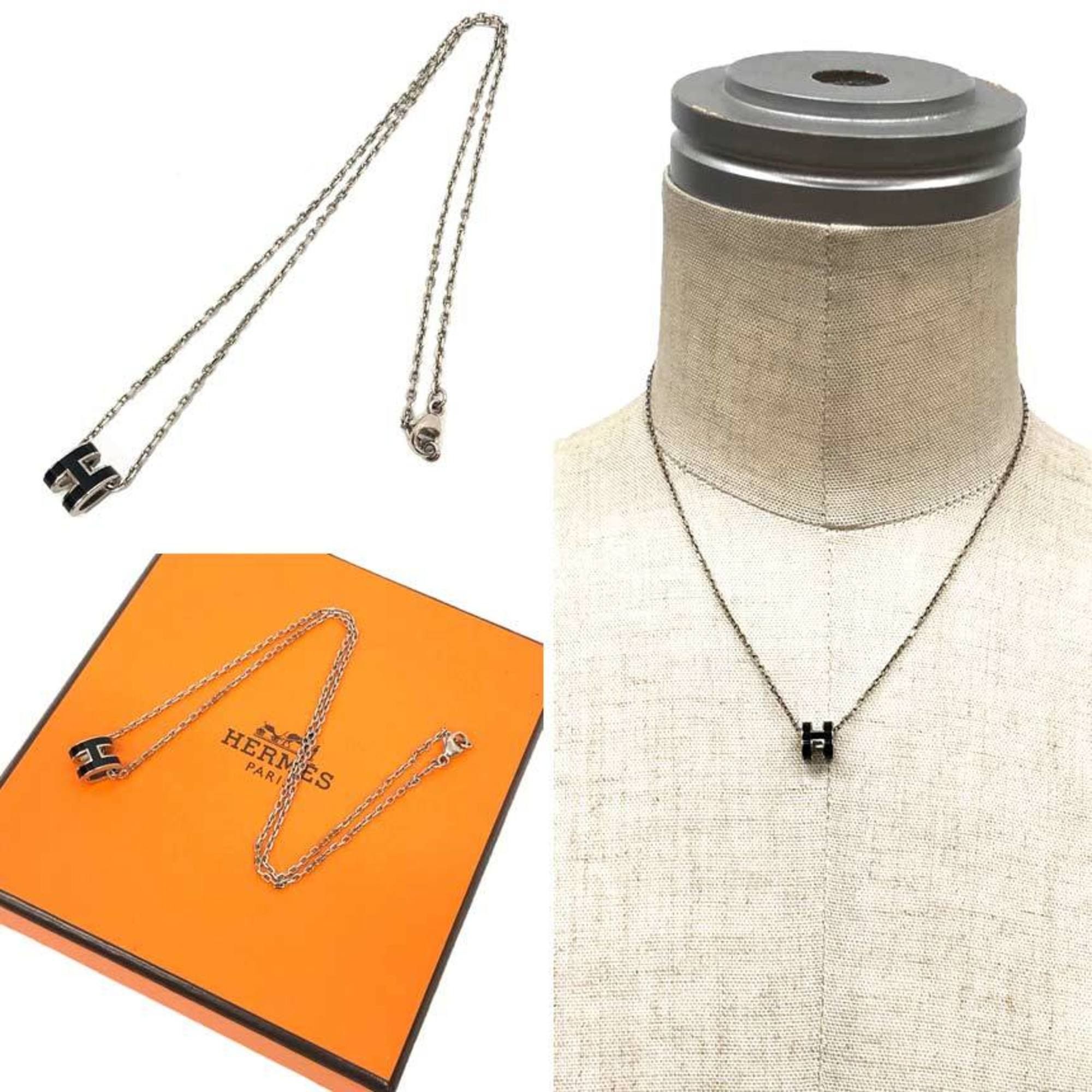 Hermes Hermes Hermès H-shaped chain necklace, Mini Pop H, Ash, silver and black, for women Size ONE SIZE - 2 Thumbnail