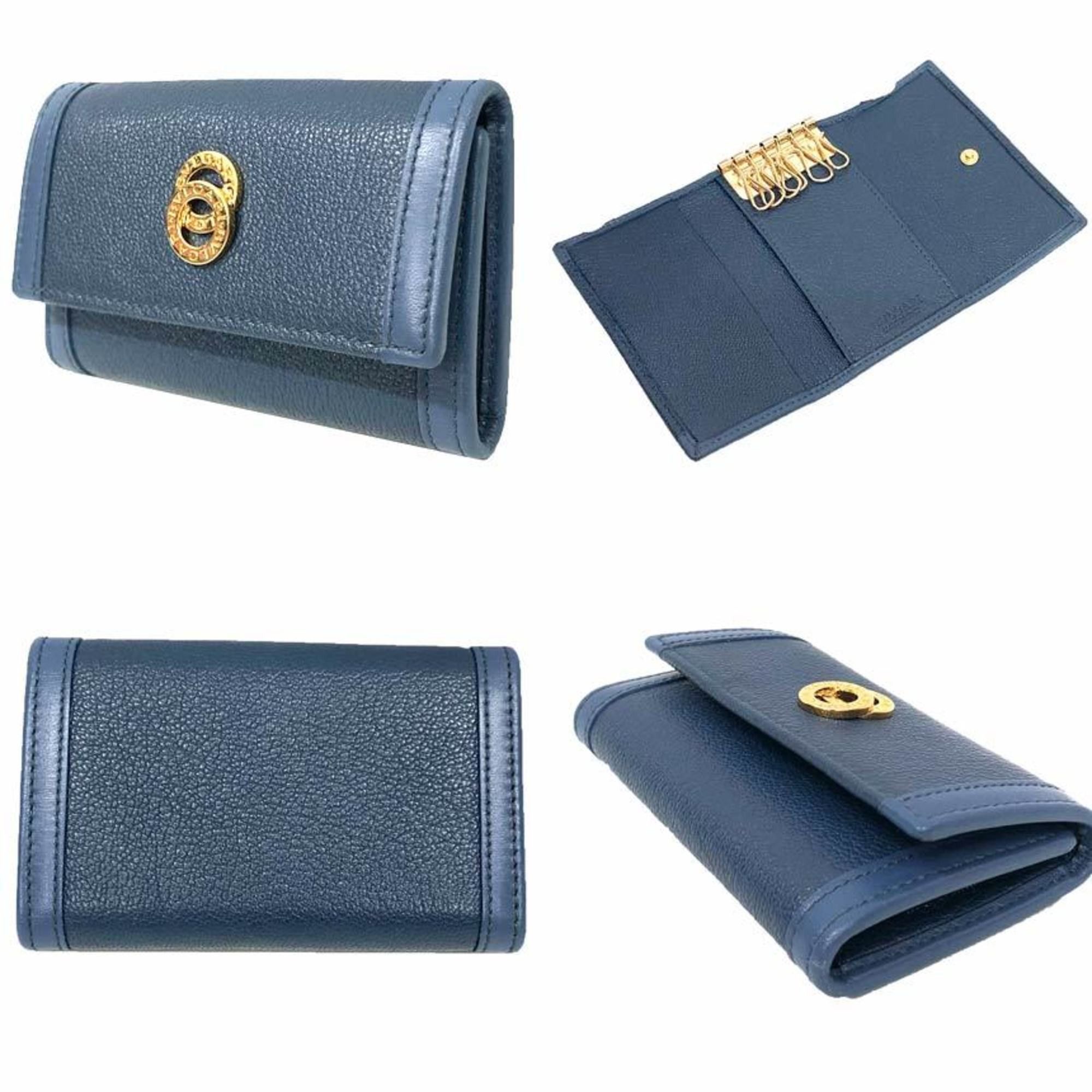 Bvlgari BVLGARI Doppio Tondo Key Case 29012 Blue Slate Gold Size ONE SIZE - 2 Thumbnail