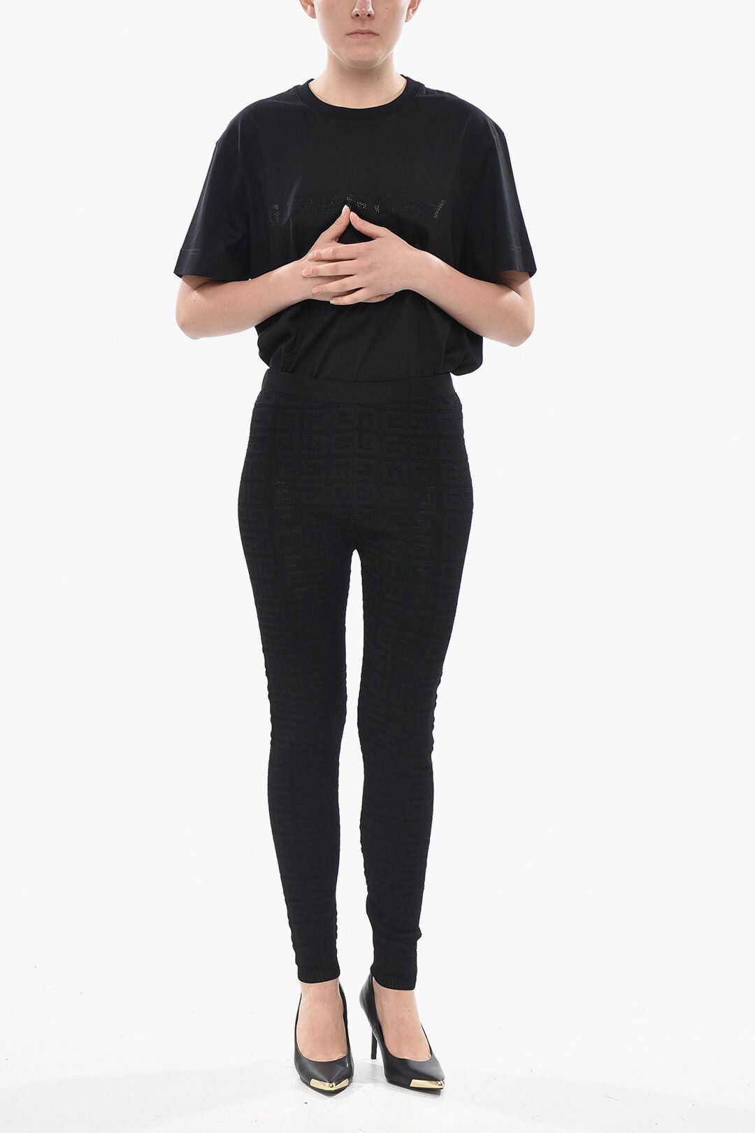 Givenchy Crochet Fabric Leggings with Monogram Pattern Size 34" / US 12 / IT 48 - 4 Thumbnail