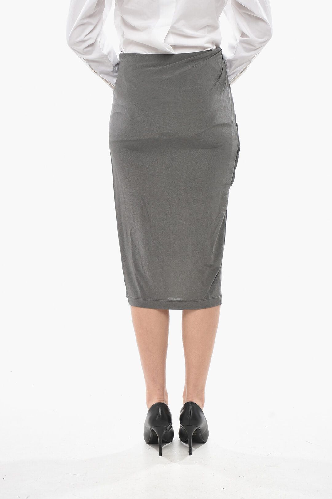 Givenchy Stretch Viscose Midi Skirt with Front Draping Size M / US 6-8 / IT 42-44 - 2 Thumbnail