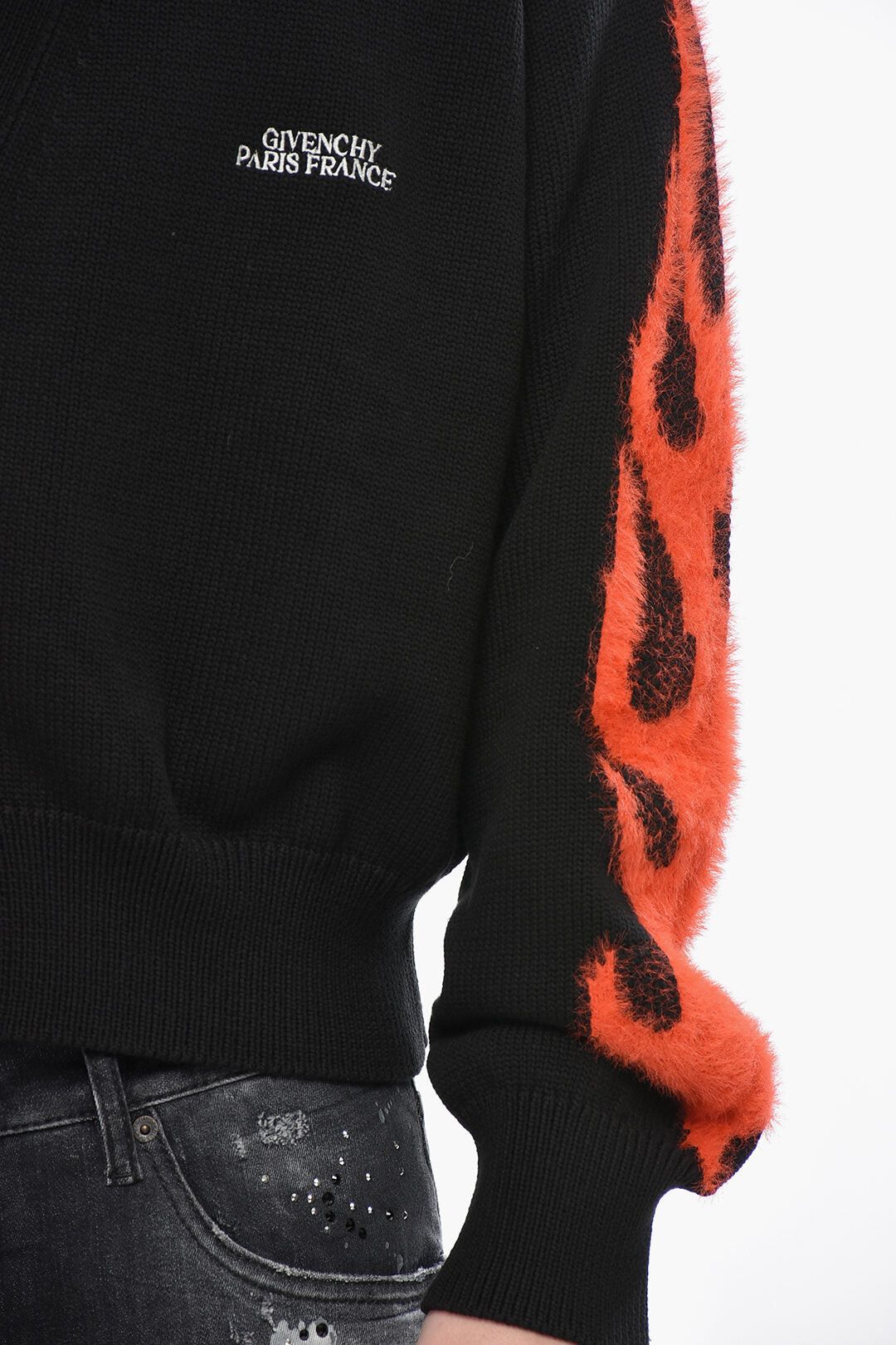 Givenchy Cotton-Blend Cardigan FLAMES with Jacquard Sleeves Size US XL / EU 56 / 4 - 3 Thumbnail