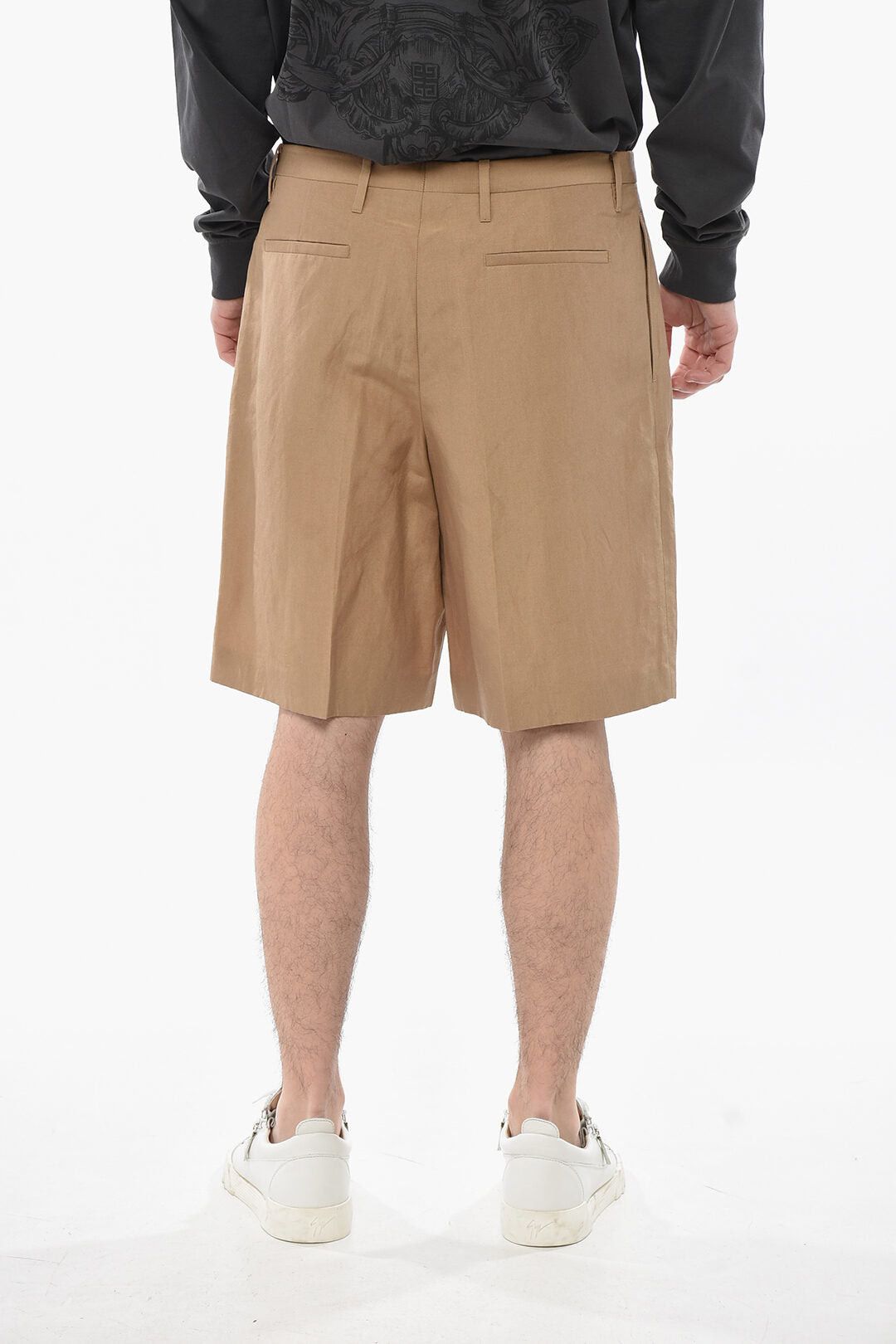 Givenchy Linen-and-Silk Chino Shorts with Double Pleats Size US 31 - 2 Thumbnail